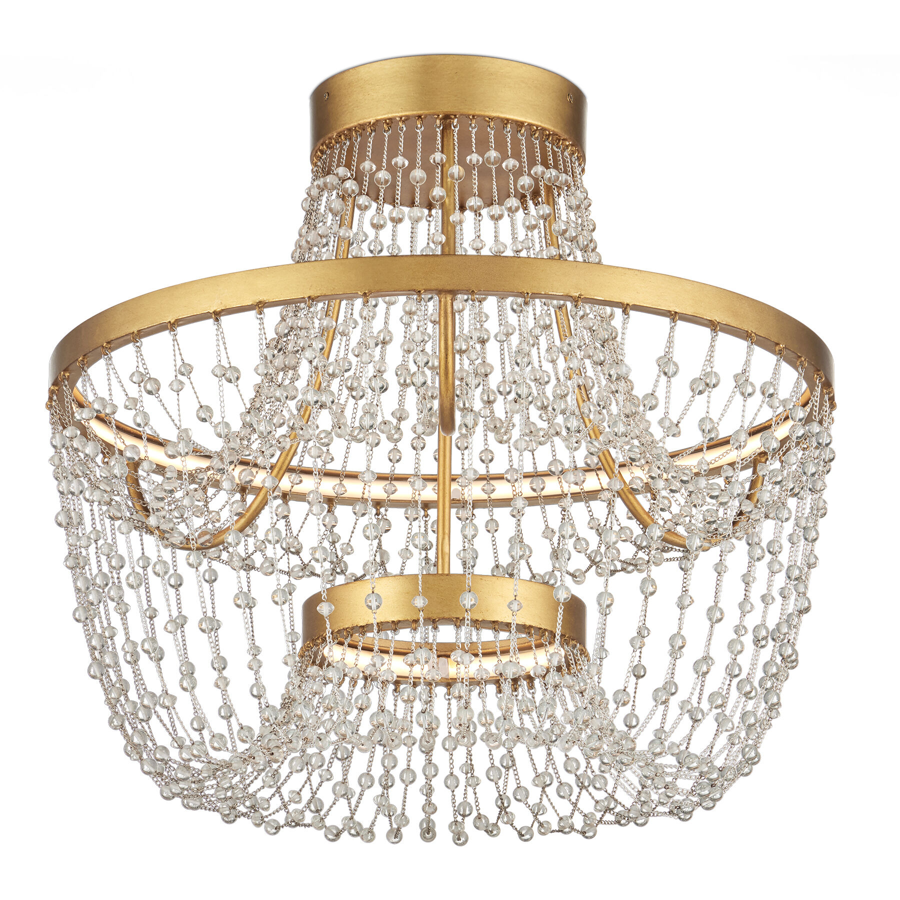 Mademoiselle 2 Light 22 inch Clear/Contemporary Gold Leaf/Contemporary Gold Semi-Flush Mount Ceiling Light