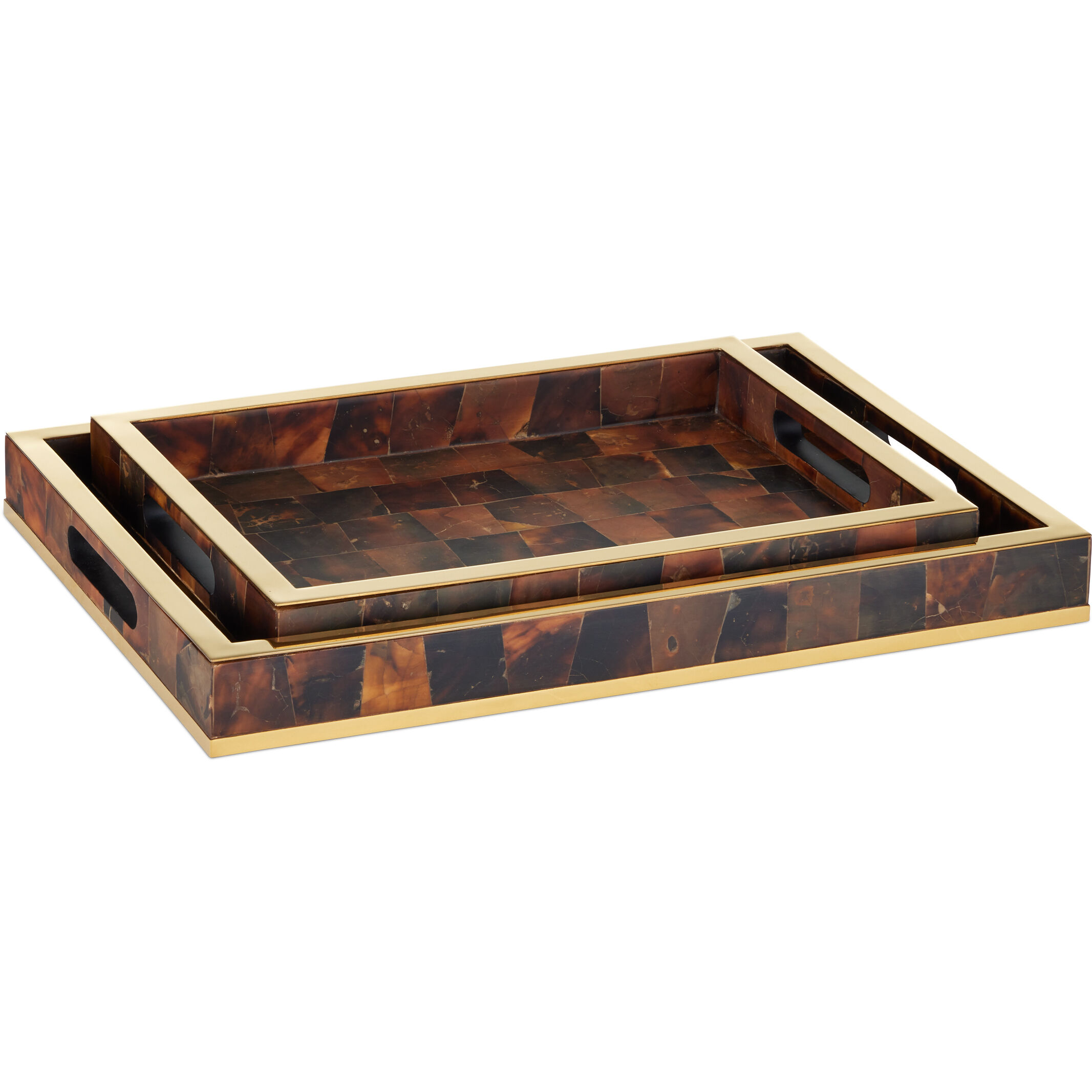 Casey Natural/Brass Trays, Set of 2