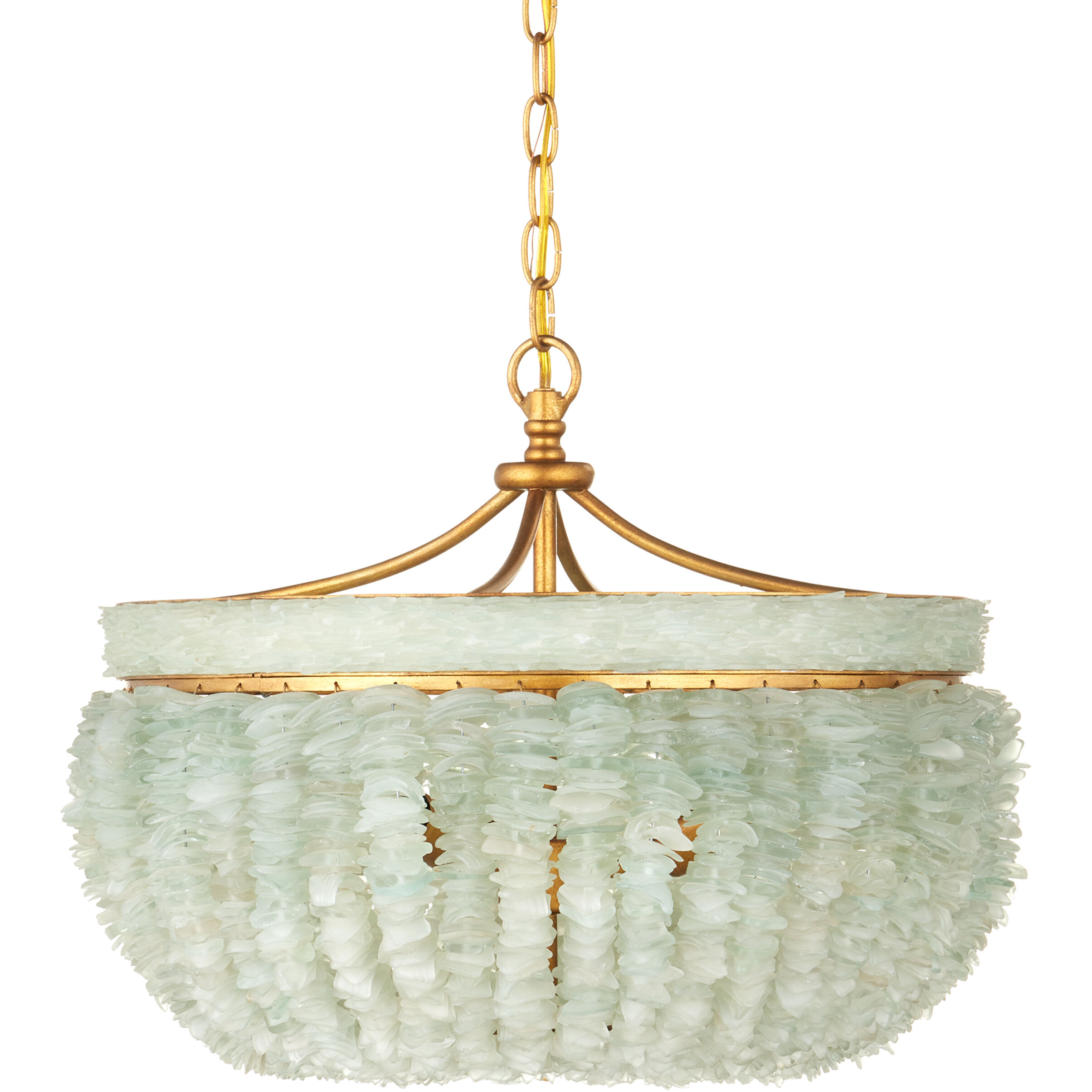 Bayou 3 Light 19 inch Contemporary Gold Leaf/Seaglass Chandelier Ceiling Light