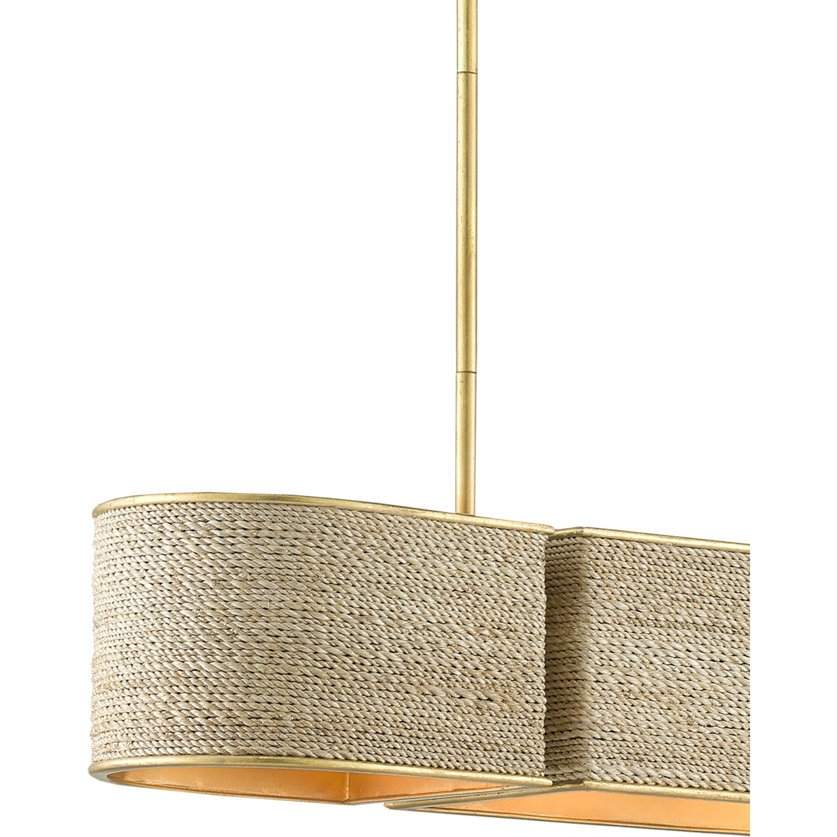 Tenby 4 Light 42 inch Contemporary Gold Leaf/Abaca Rope Chandelier Ceiling Light