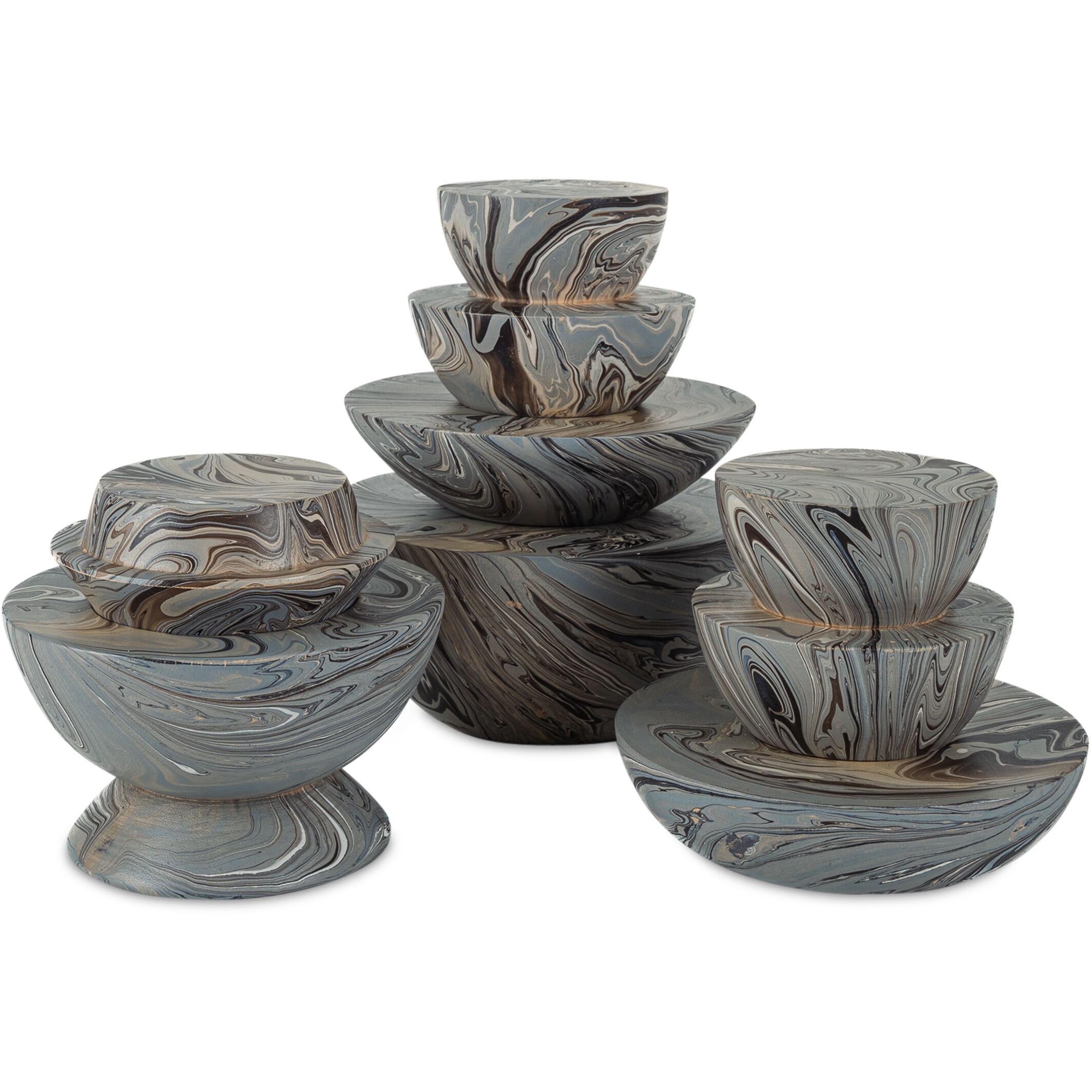Marbleized Marbleized Gray Stacking Box, Set of 3