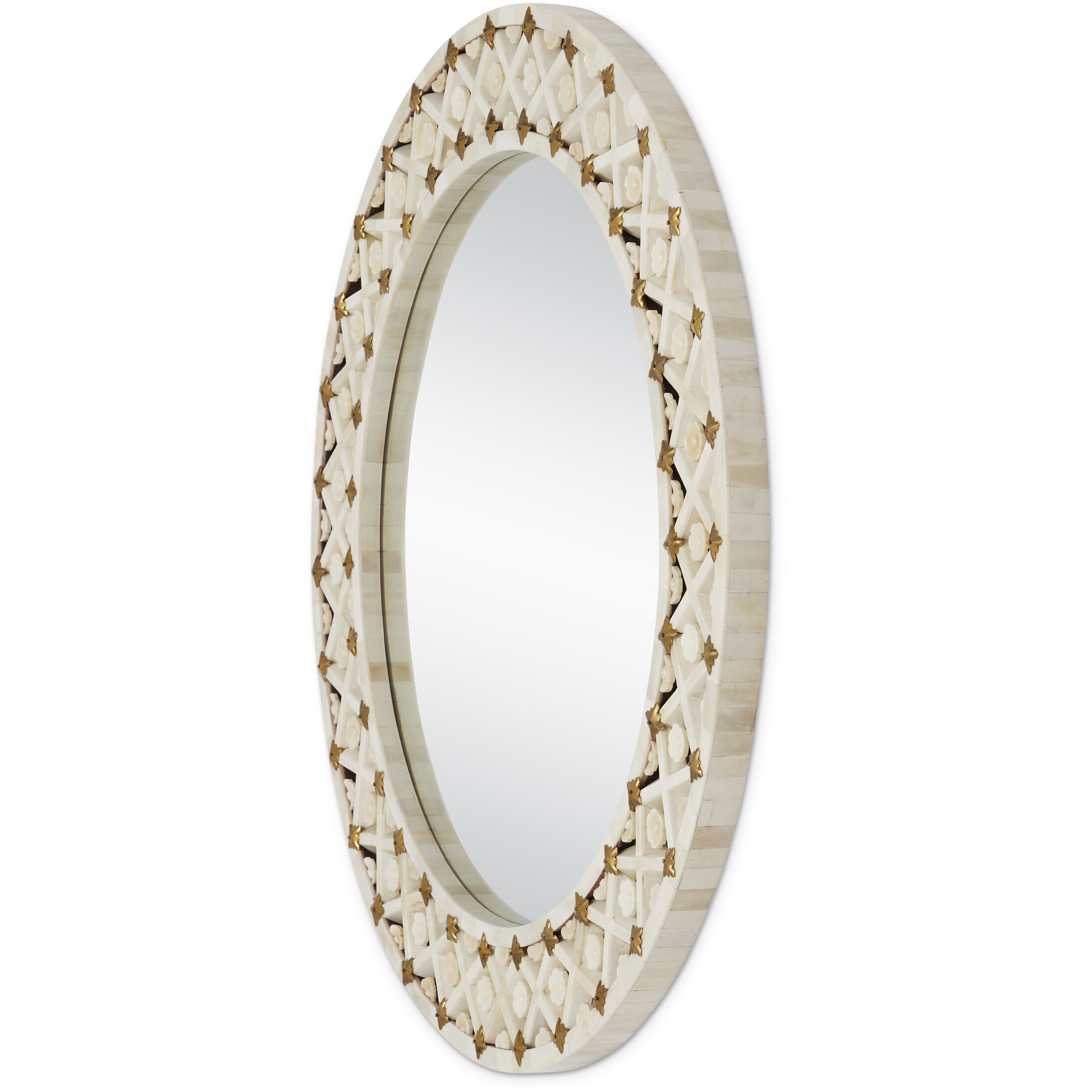 Ellaria 30 inch Natural and Brass and Mirror Mirror