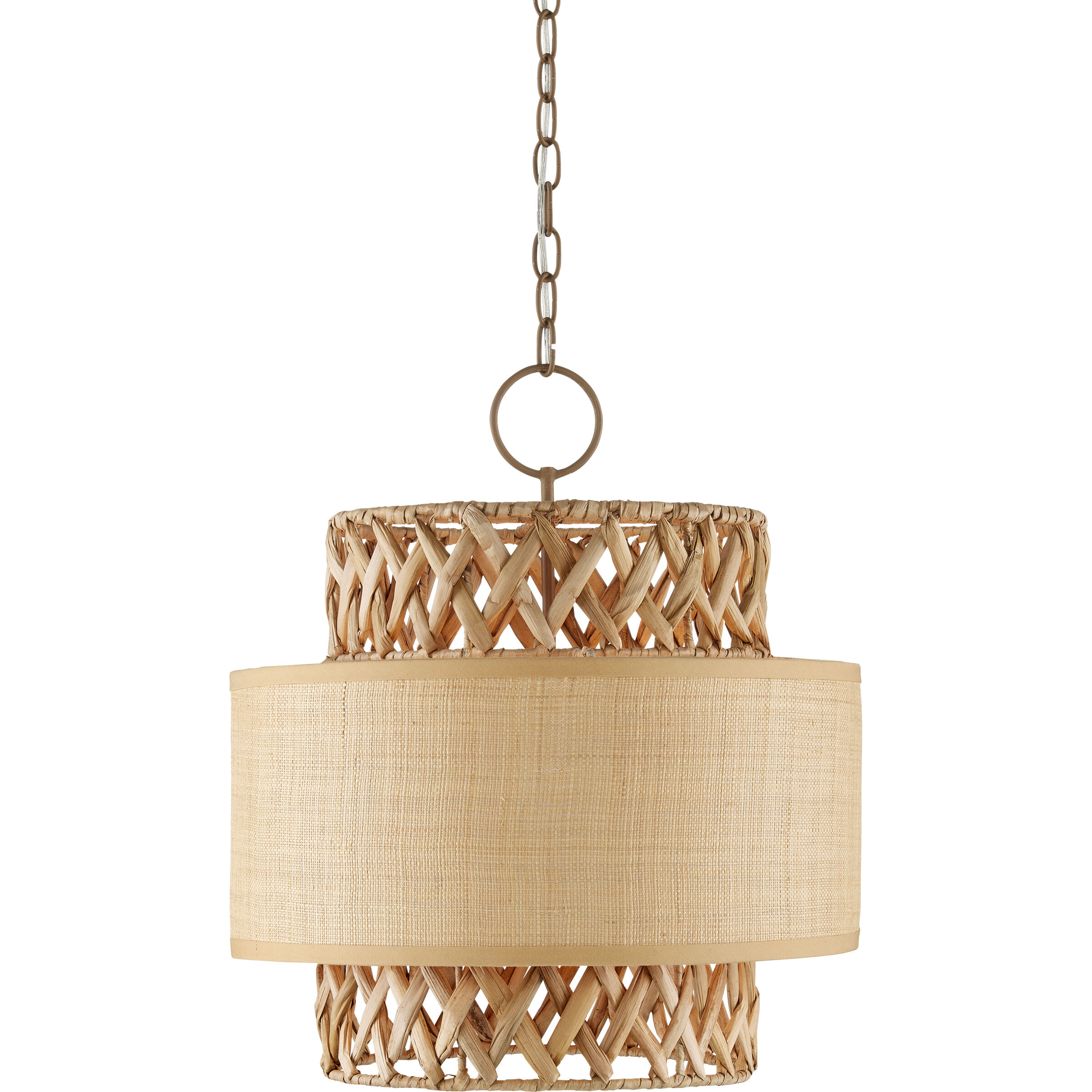 Isola 4 Light 18.25 inch Khaki/Natural Water Hyacinth Pendant Ceiling Light