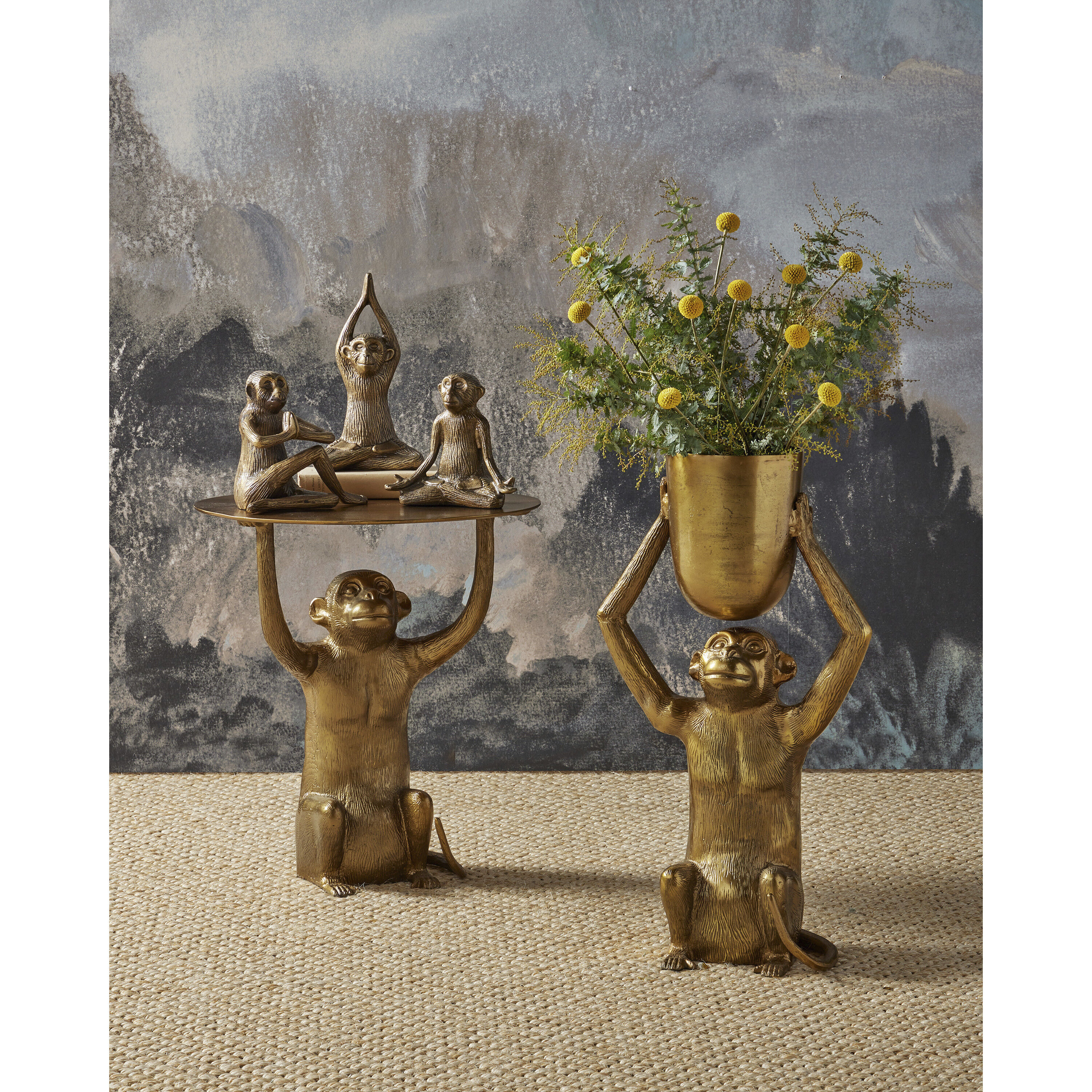 Zen Monkey 11.63 X 8.5 inch Sculptures, Set of 3