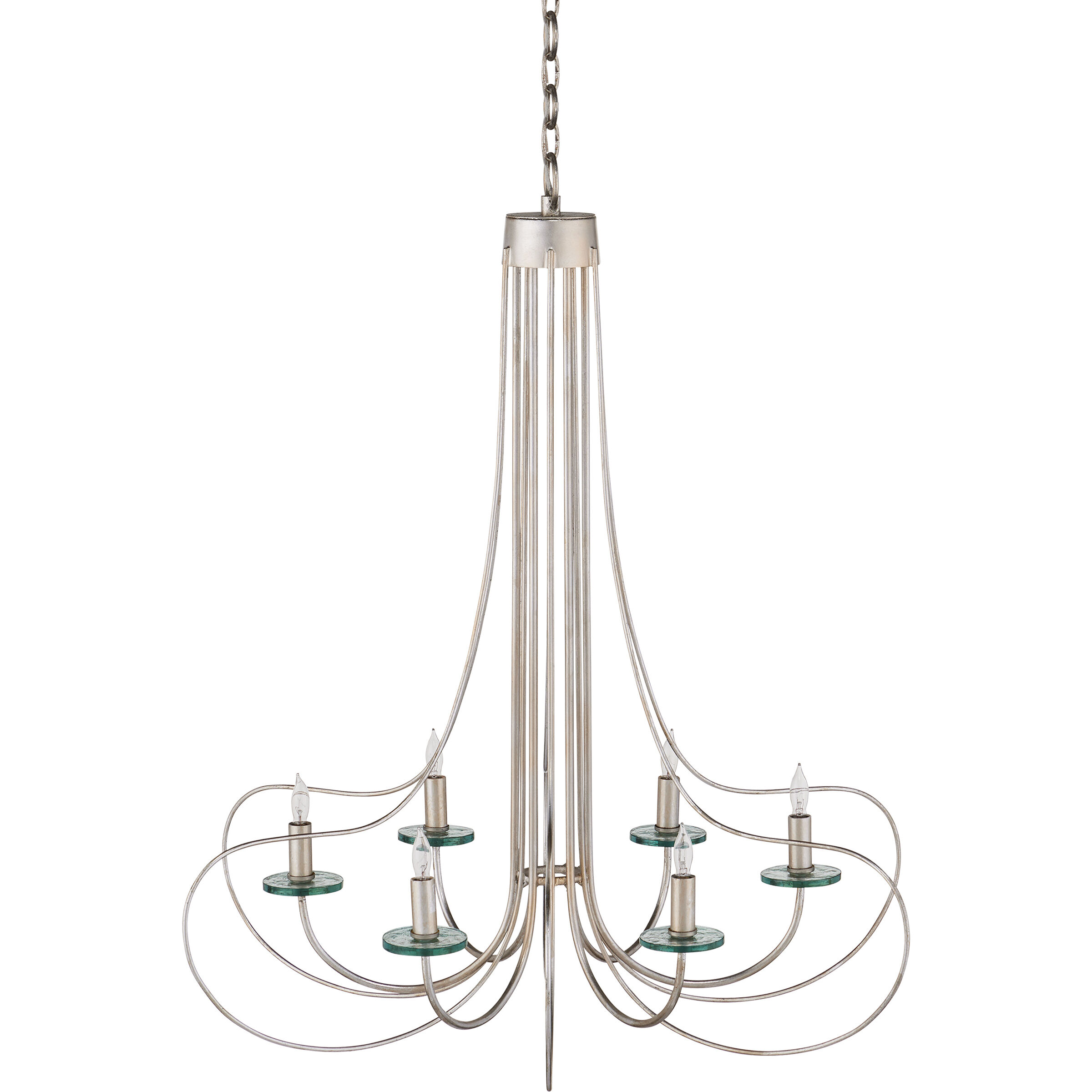 Harrow 6 Light 30.75 inch Contemporary Silver Leaf/Contemporary Silver/Clear Chandelier Ceiling Light
