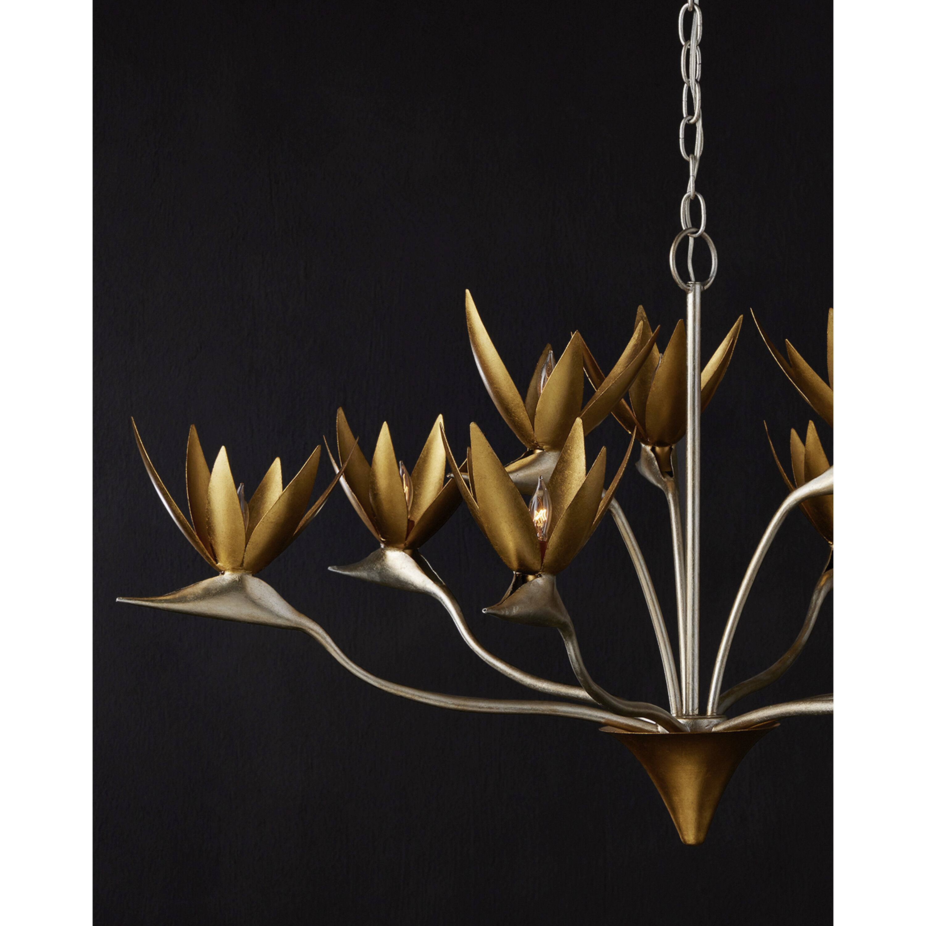Paradiso 9 Light 39.5 inch Contemporary Silver Leaf and Gold Leaf Chandelier Ceiling Light