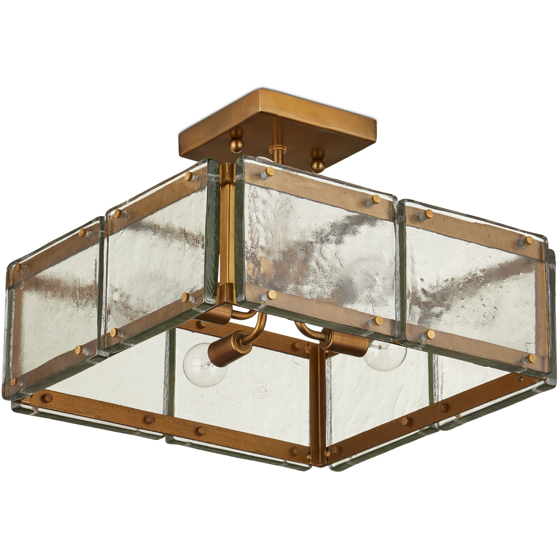 Countervail 4 Light 17.75 inch Clear/Antique Brass Semi-Flush Mount Ceiling Light