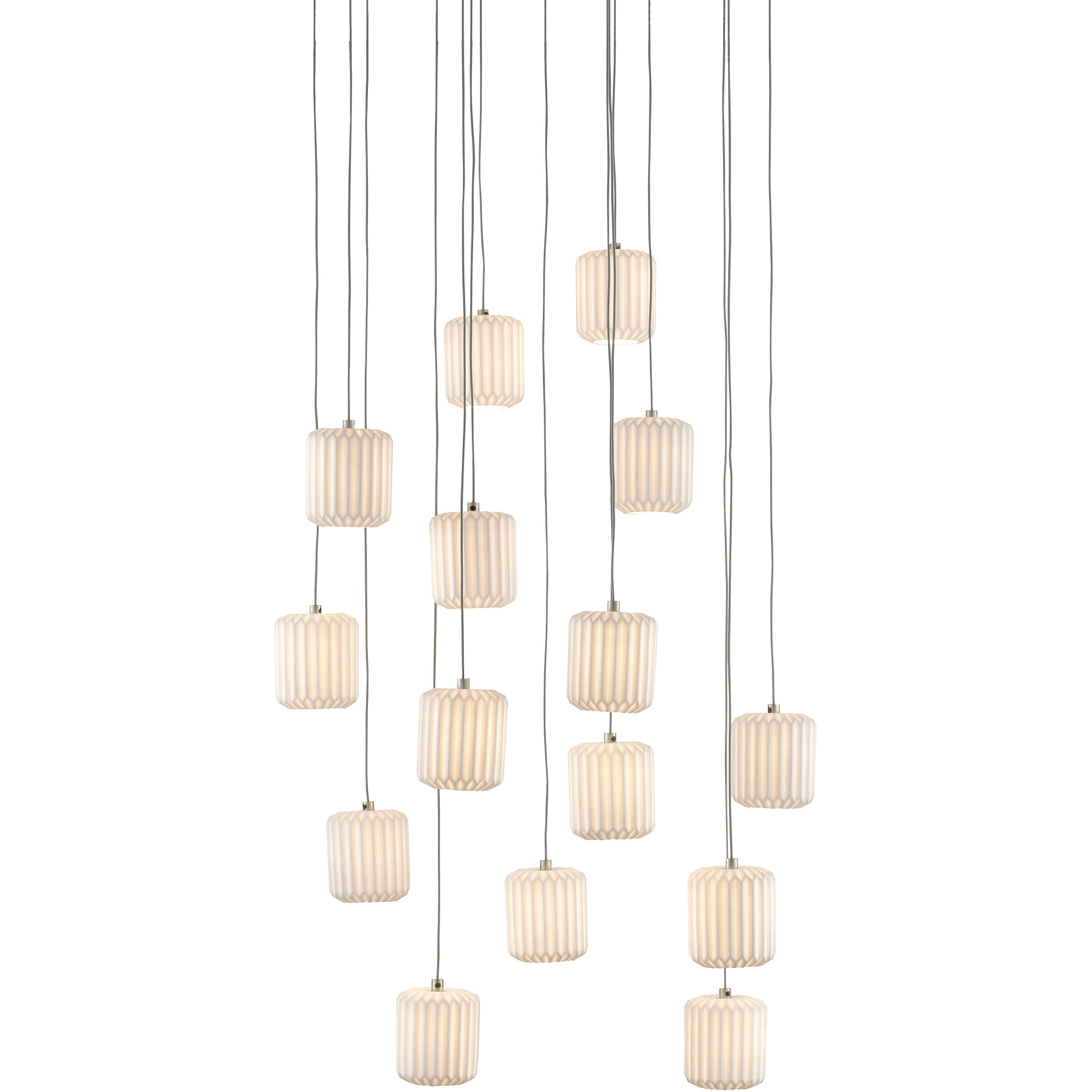 Dove 15 Light 22.5 inch Painted Silver/White Multi-Drop Pendant Ceiling Light