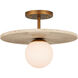 Apricity 1 Light 16 inch Beige/Antique Brass/Frosted White Semi-Flush Mount Ceiling Light