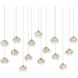 Crystal Bud 15 Light 50 inch Painted Silver/Contemporary Silver Leaf Multi-Drop Pendant Ceiling Light