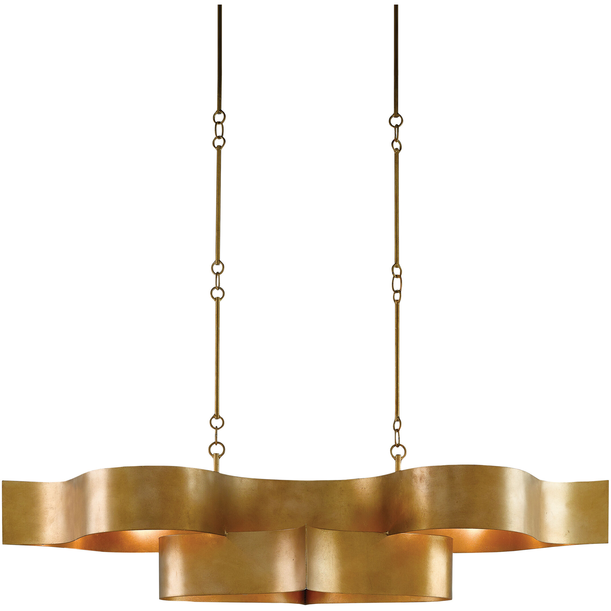 Grand Lotus 6 Light 50.5 inch Antique Gold Leaf Chandelier Ceiling Light