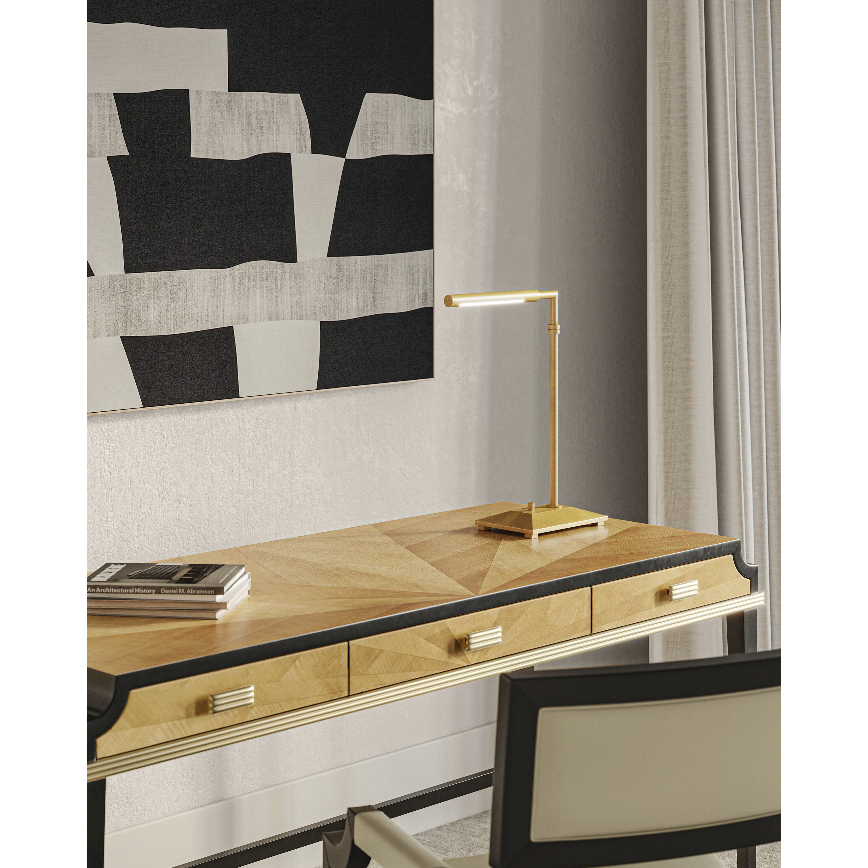 Autrand 18.5 inch 10 watt Antique Brass Table Lamp Portable Light