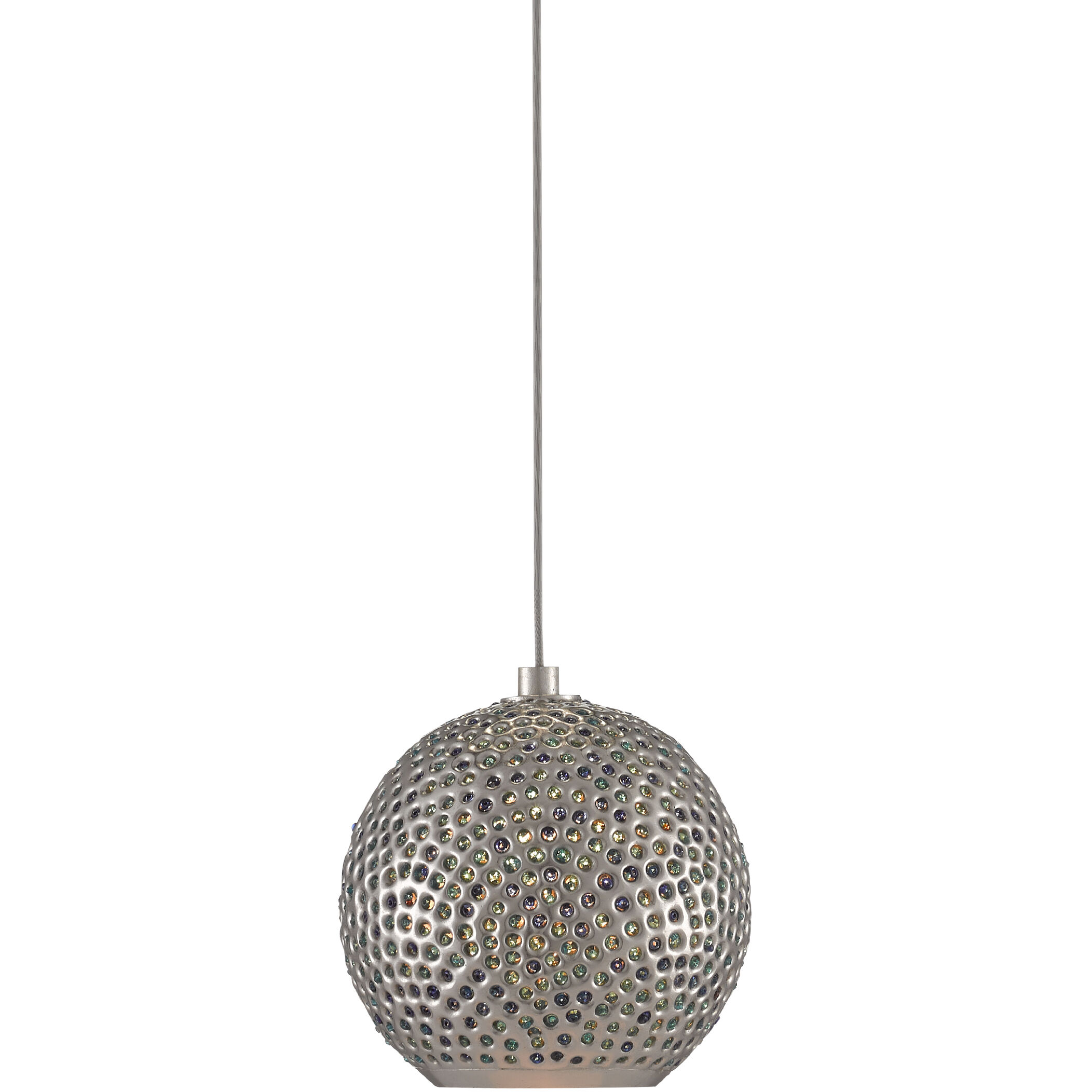 Giro 1 Light 5.5 inch Painted Silver/Nickel/Blue Multi-Drop Pendant Ceiling Light