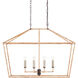 Denison 6 Light 40 inch Mole Black/Natural Rattan Lantern Pendant Ceiling Light