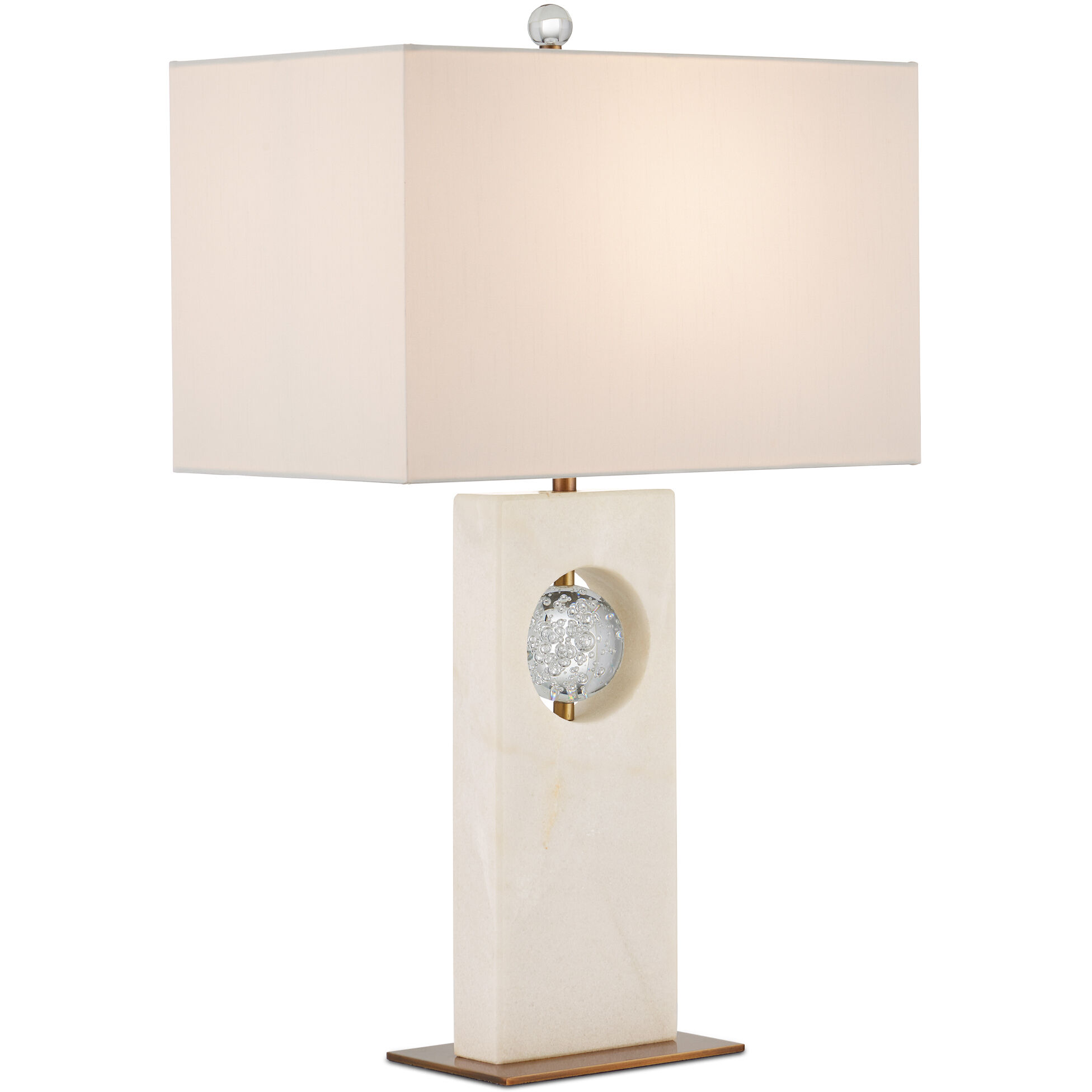 Radiant 27 inch 150 watt White/Clear/Antique Brass Table Lamp Portable Light