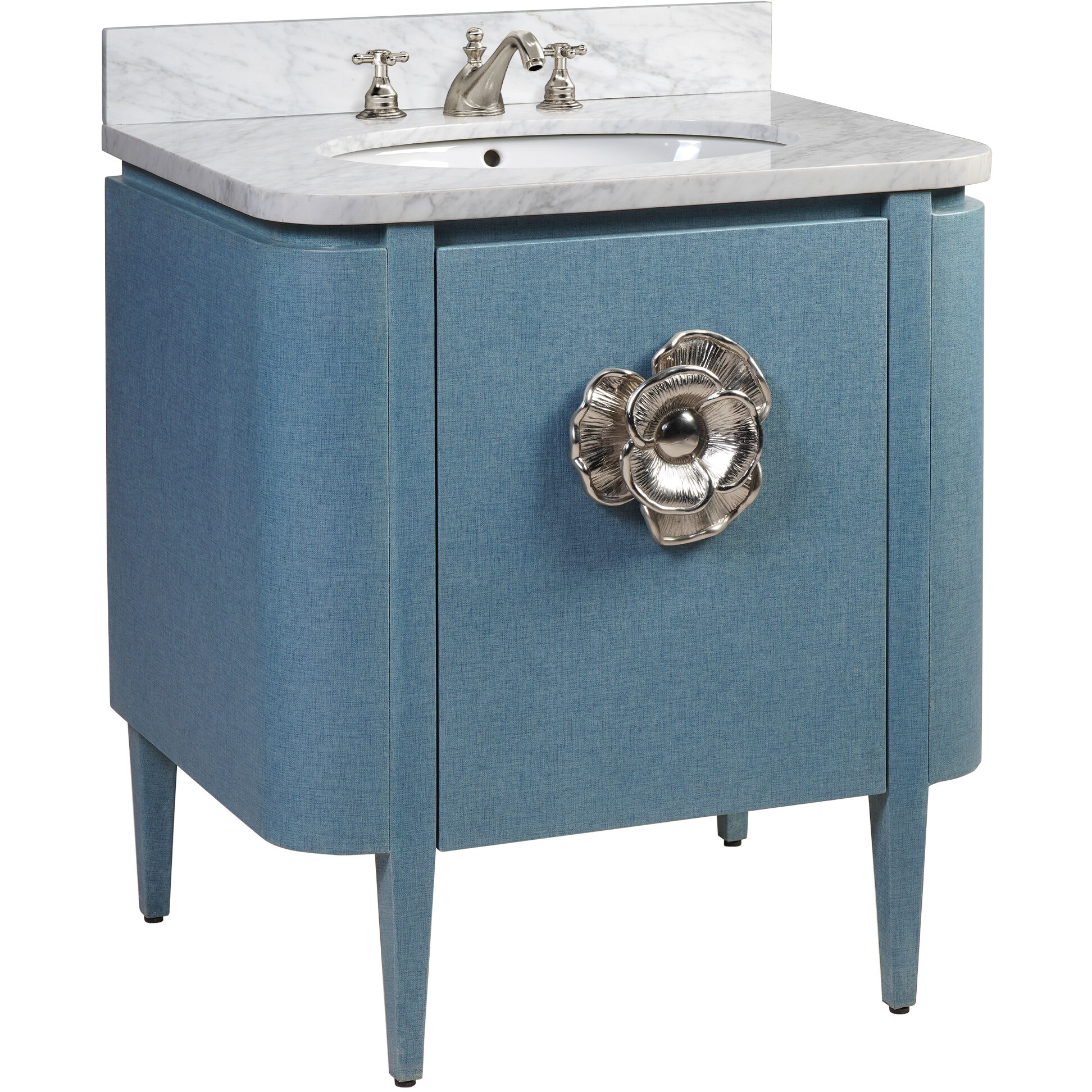 Briallen 30 X 34.25 inch Lacquered Blue Linen/Natural/White/Polished Nickel Vanity with Undermount Sink