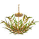 Babylon 6 Light 30.5 inch Green/Contemporary Gold Leaf/Contemporary Gold Pendant Ceiling Light