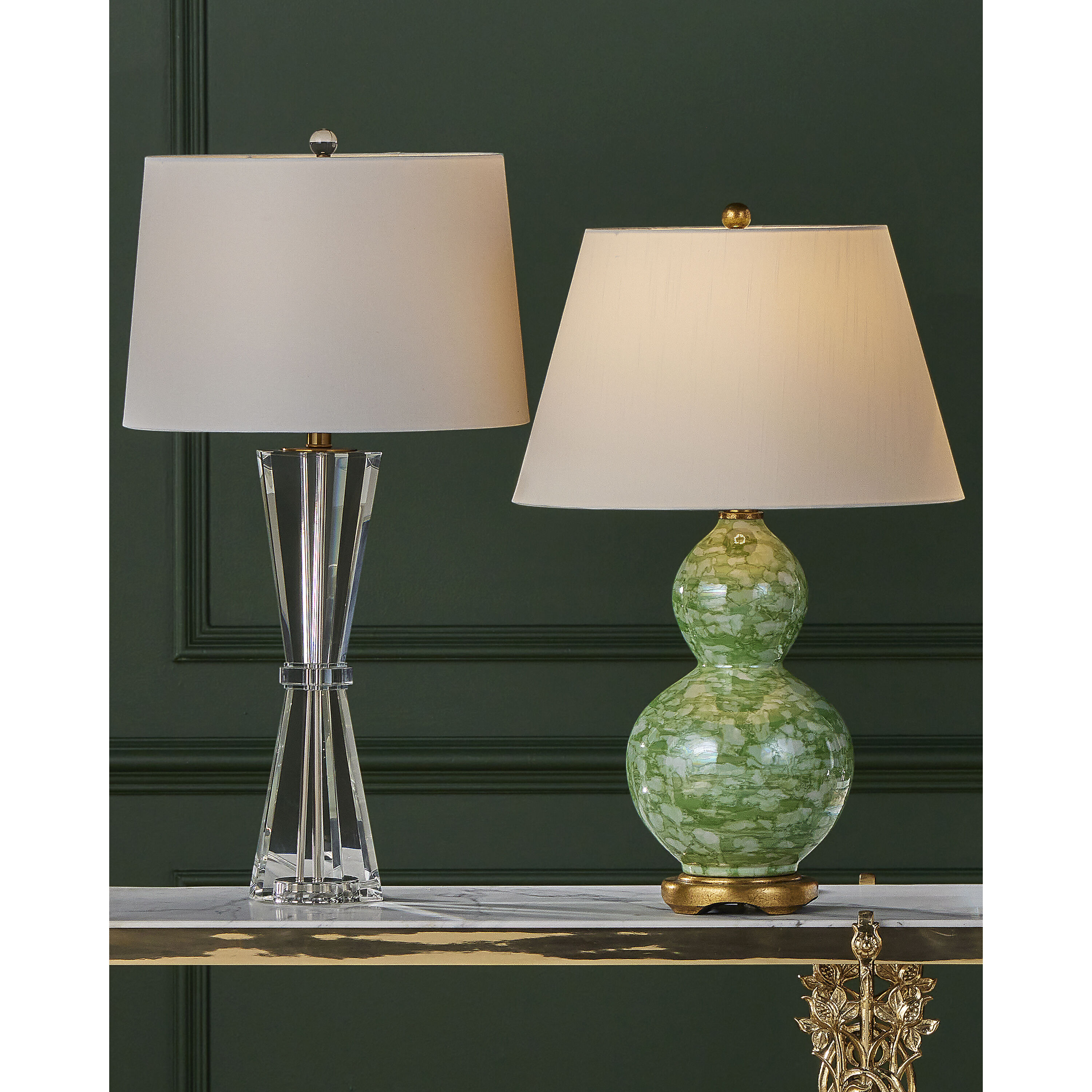 Duveen 31.5 inch 150 watt Clear/Polished Brass Table Lamp Portable Light