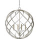 Roussel 4 Light 24 inch Contemporary Silver Leaf Orb Chandelier Ceiling Light