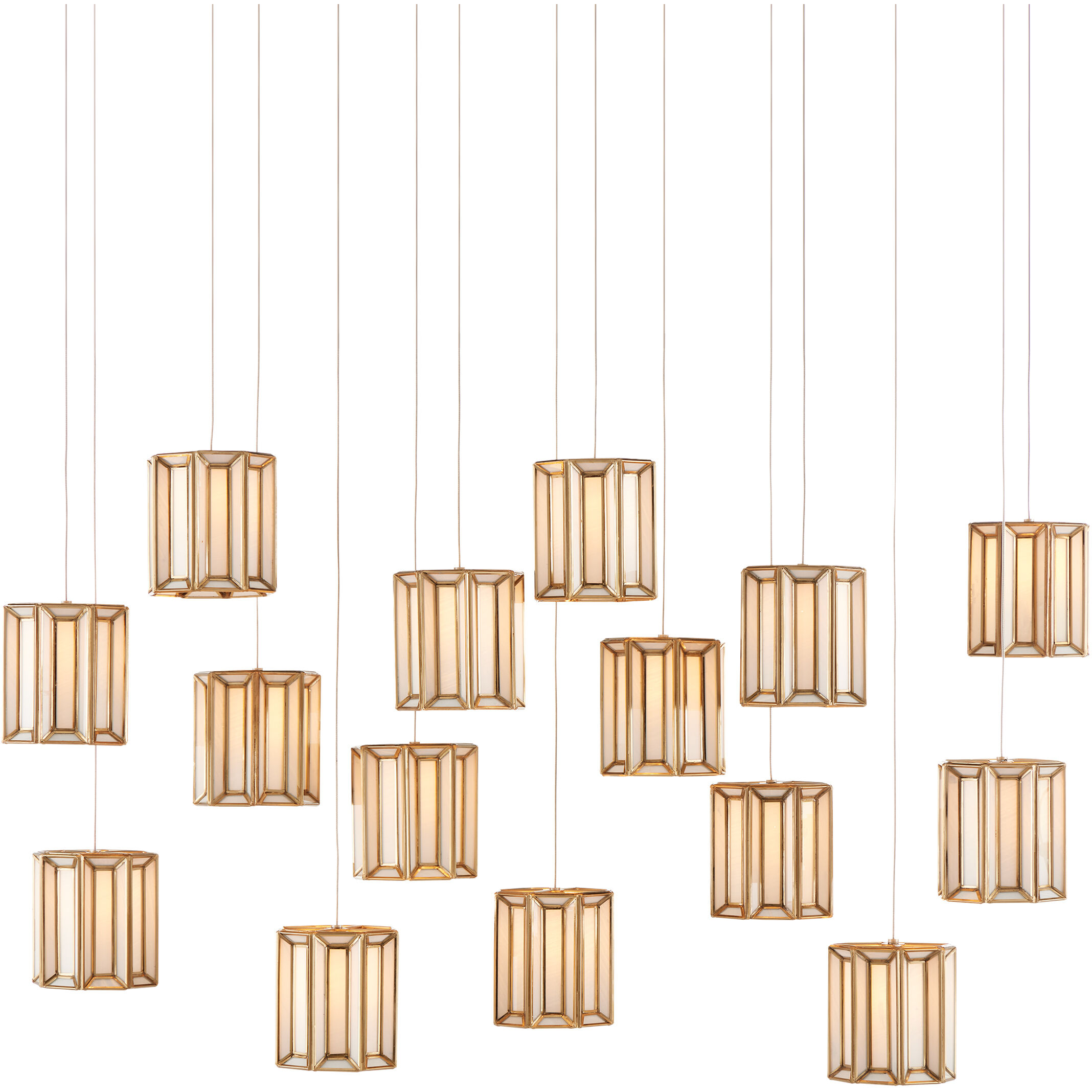 Daze 15 Light 48 inch Antique Brass/White/Painted Silver Multi-Drop Pendant Ceiling Light