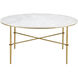 Kira 35.75 inch White and Antique Brass Cocktail Table