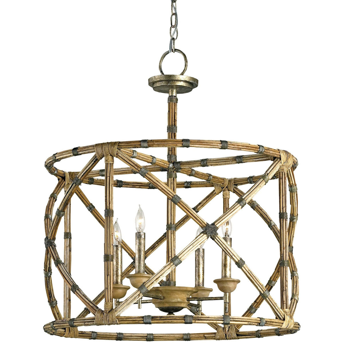 Palm Beach 4 Light 25 inch Pyrite Bronze/Washed Wood/Natural Lantern Pendant Ceiling Light