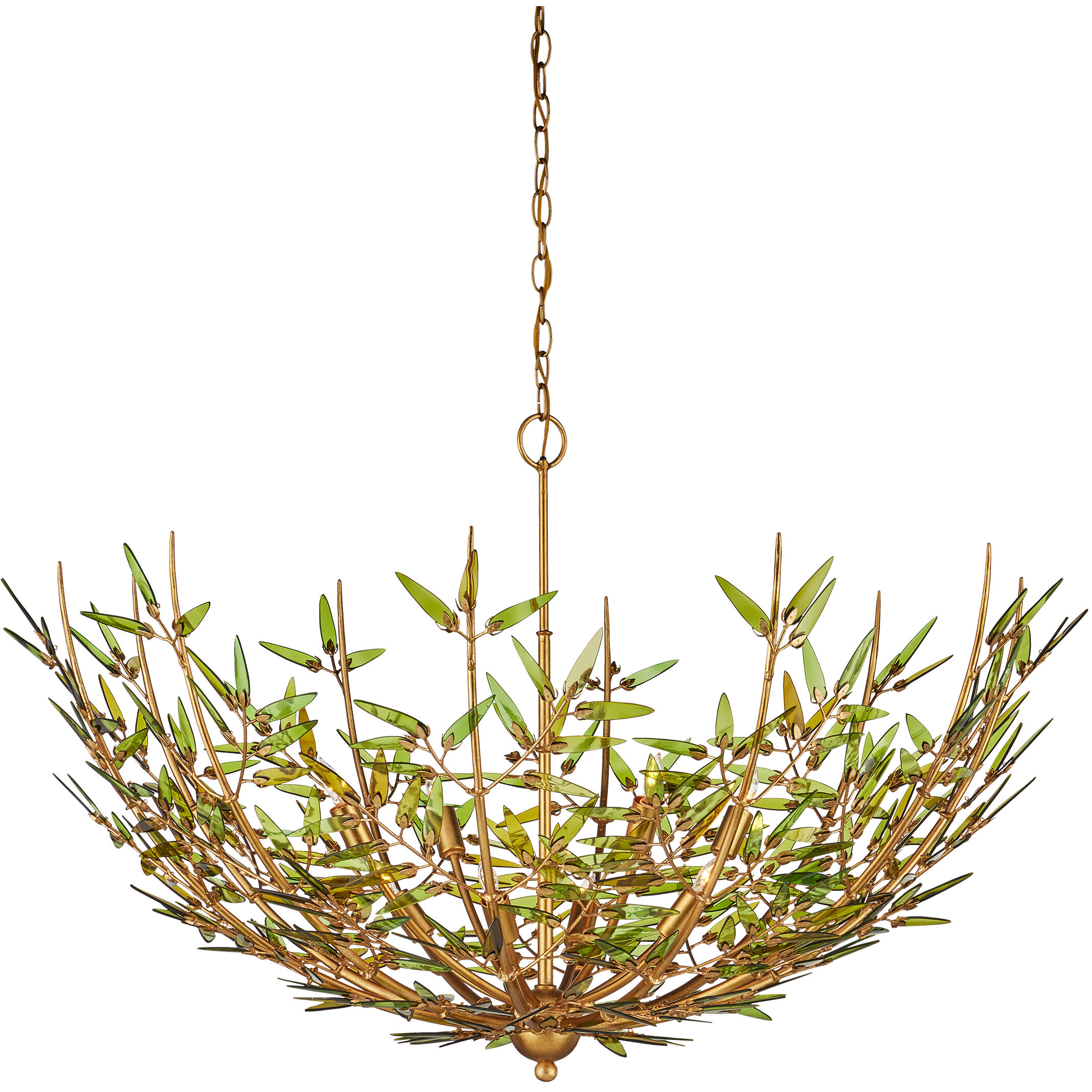 Babylon 8 Light 44 inch Green/Contemporary Gold Leaf/Contemporary Gold Chandelier Ceiling Light