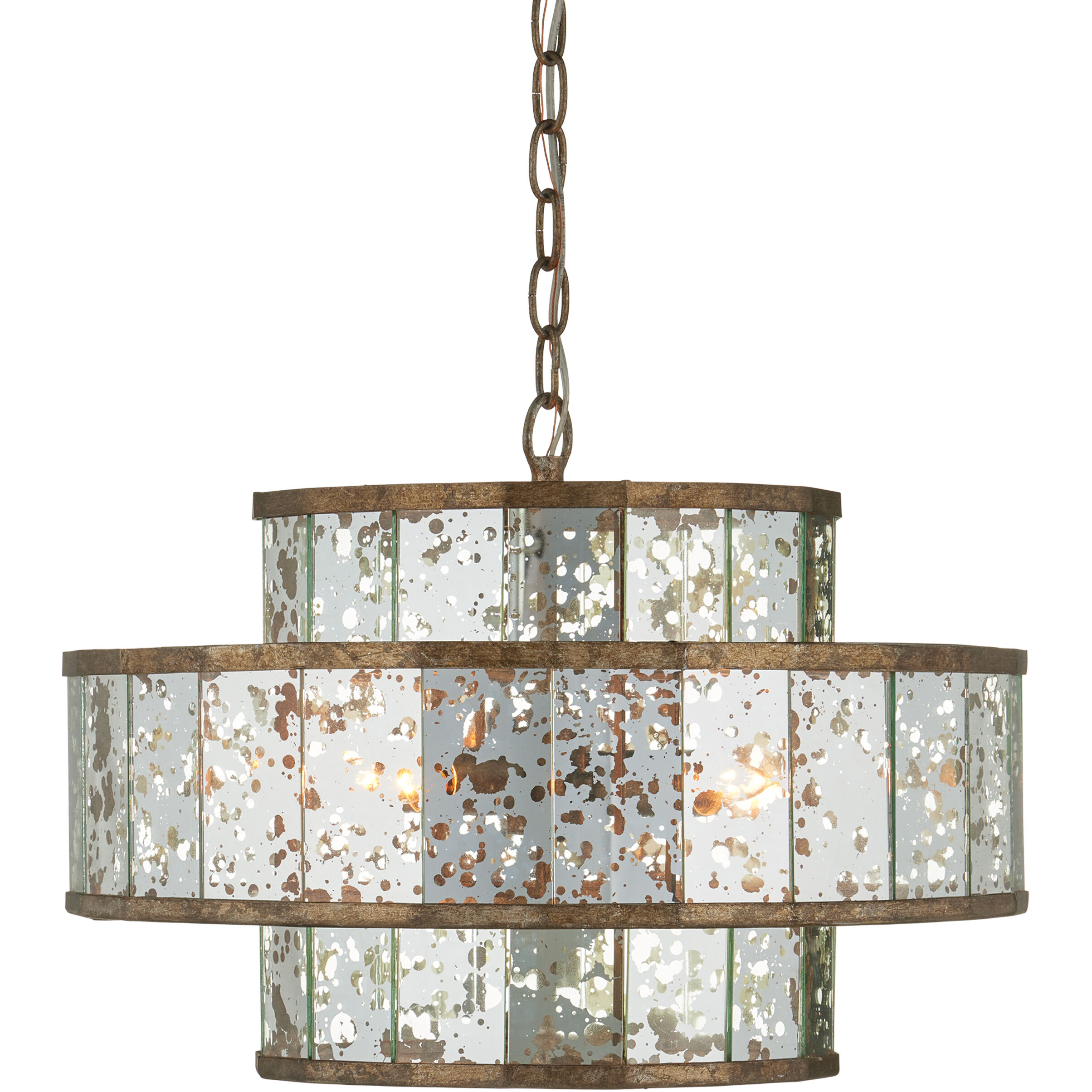 Fantine 4 Light 18 inch Pyrite Bronze/Raj Mirror Chandelier Ceiling Light, Small
