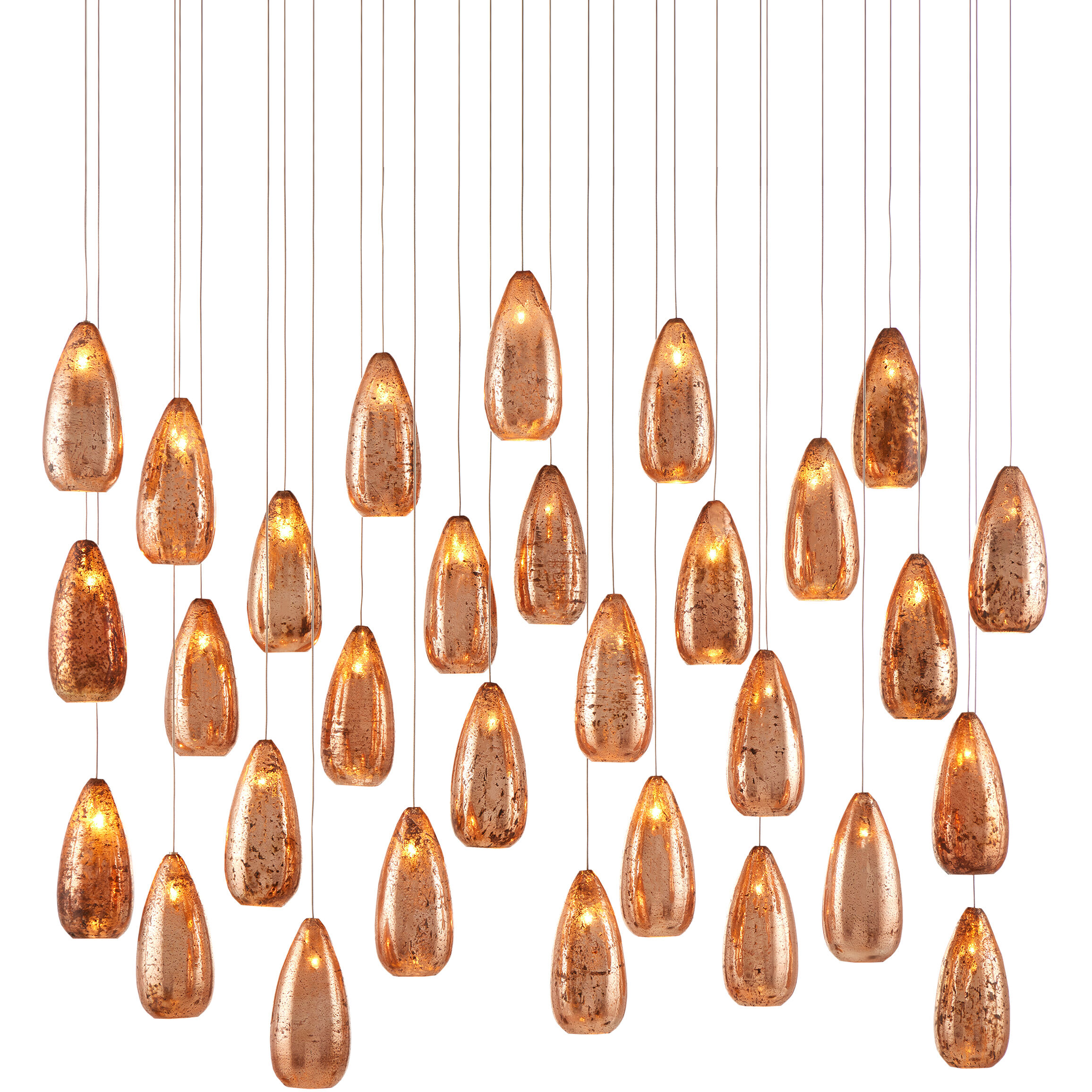 Rame 30 Light 54 inch Copper/Silver/Painted Silver Multi-Drop Pendant Ceiling Light