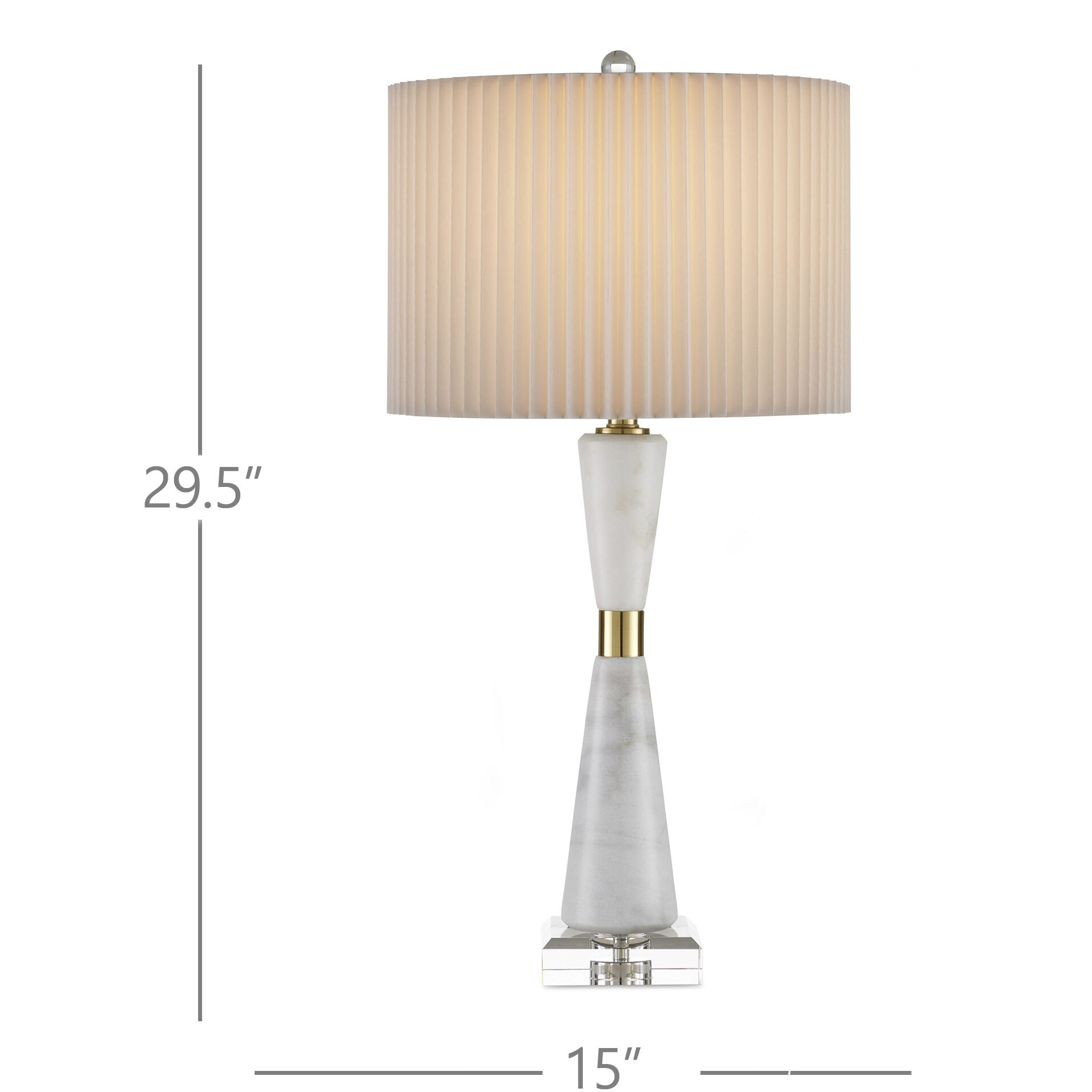 Edelmar 29.5 inch 150 watt White/Clear/Natural Brass Table Lamp Portable Light