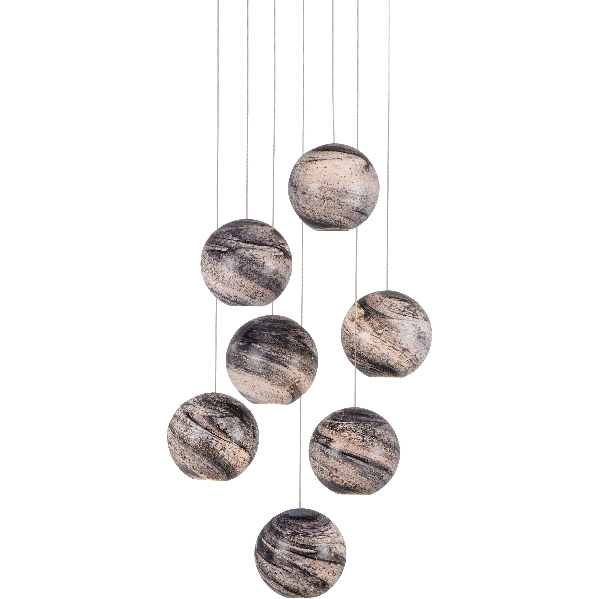 Palatino 7 Light 16 inch Blue Marbeled and Silver Multi-Drop Pendant Ceiling Light