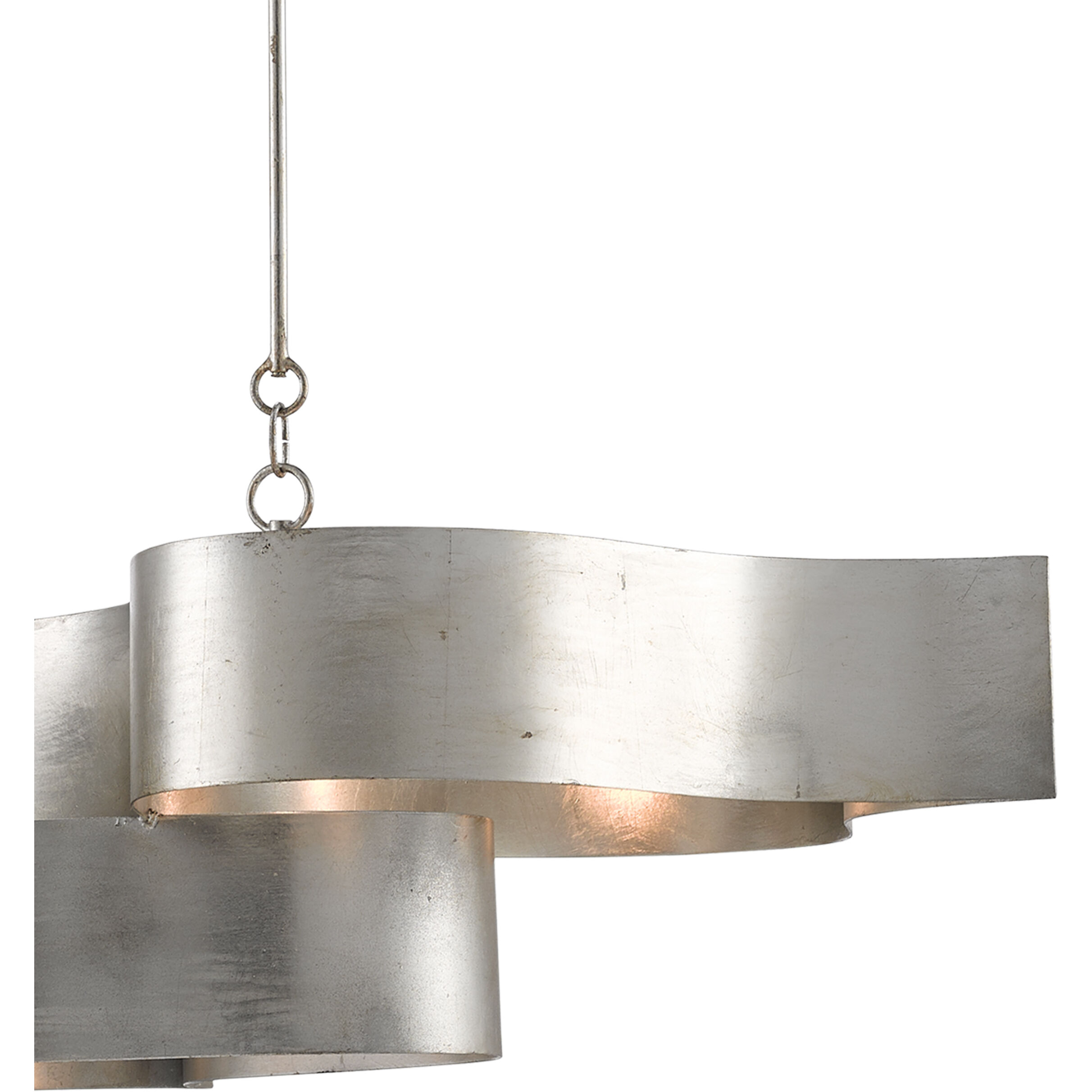 Grand Lotus 6 Light 50.5 inch Contemporary Silver Leaf Chandelier Ceiling Light, Oval