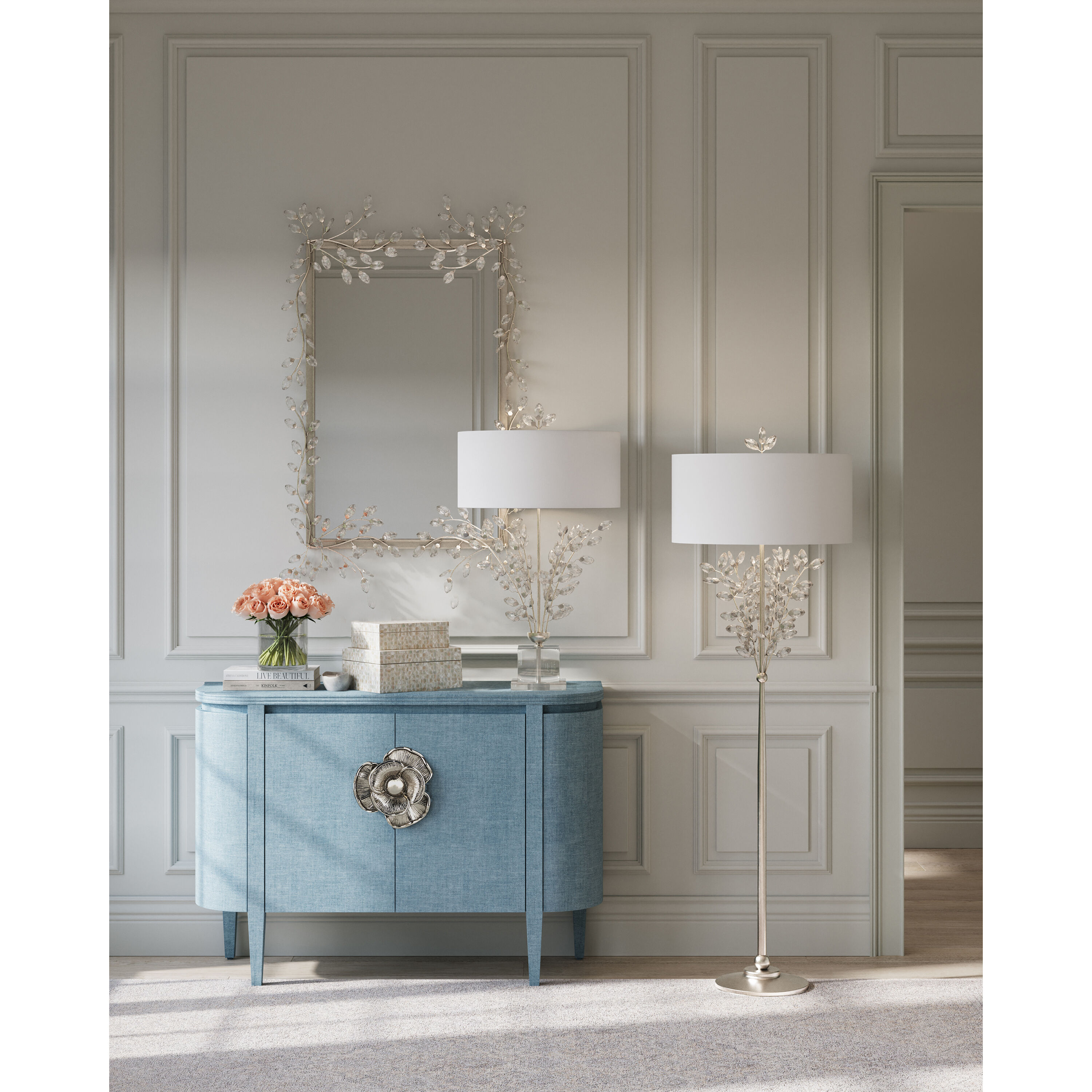 Forget-Me-Not 66 inch 100.00 watt Clear/Silver Leaf Floor Lamp Portable Light