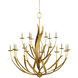 Menefee 18 Light 49.25 inch Antique Gold Leaf Chandelier Ceiling Light, Large