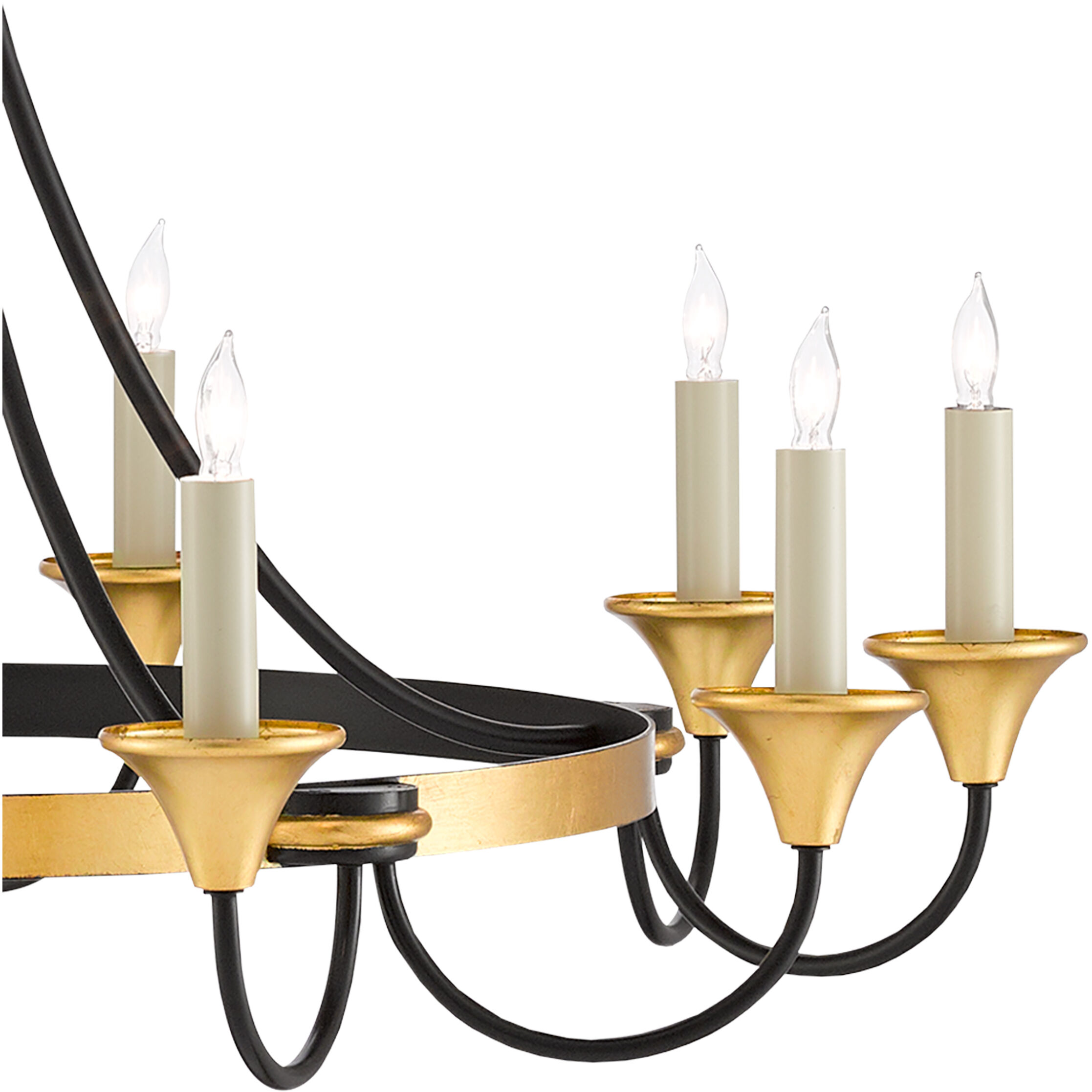 Hanlon 10 Light 36.75 inch Washed Black/Contemporary Gold Leaf Chandelier Ceiling Light