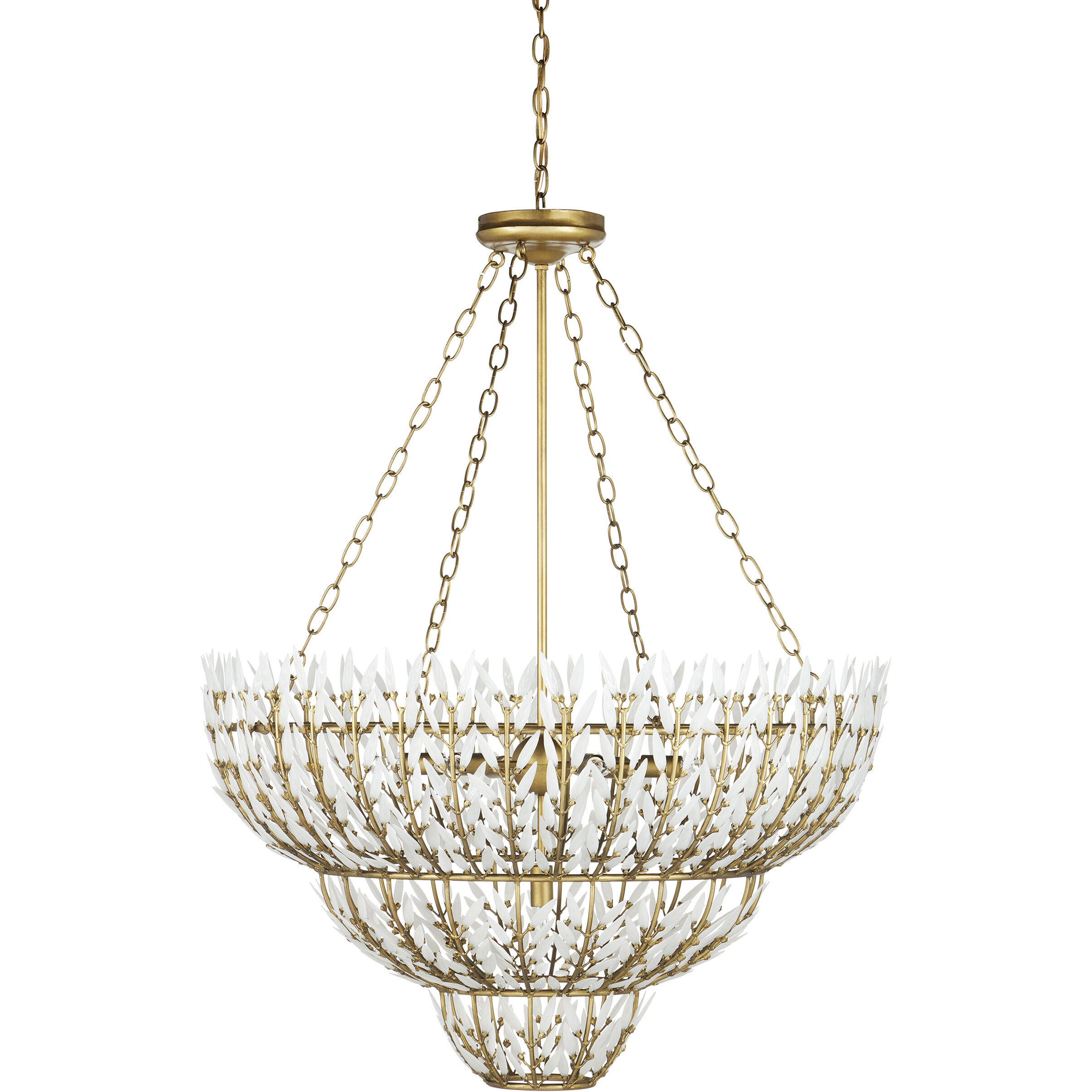 Magnum 7 Light 34.5 inch Brass and White Chandelier Ceiling Light, Medium