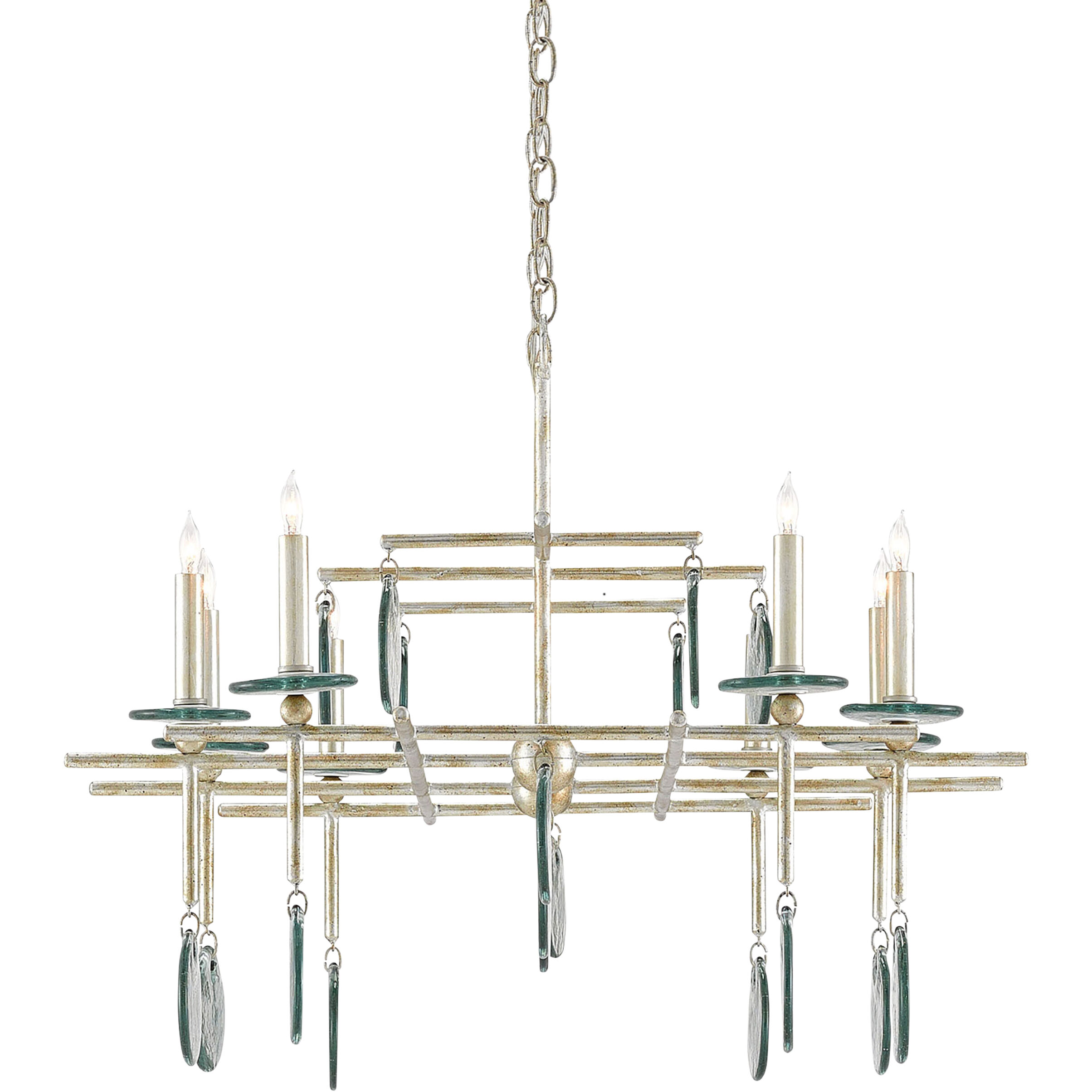 Sethos 8 Light 42 inch Silver Granello Chandelier Ceiling Light, Rectangular