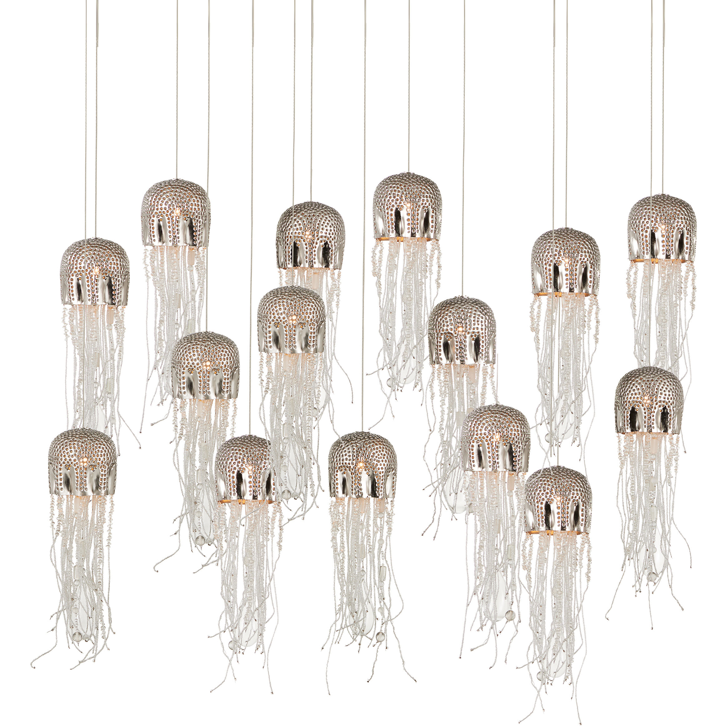 Medusa 15 Light 48 inch Nickel and Silver Multi-Drop Pendant Ceiling Light
