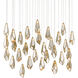 Glace 30 Light 54 inch Painted Silver/Antique Brass Multi-Drop Pendant Ceiling Light
