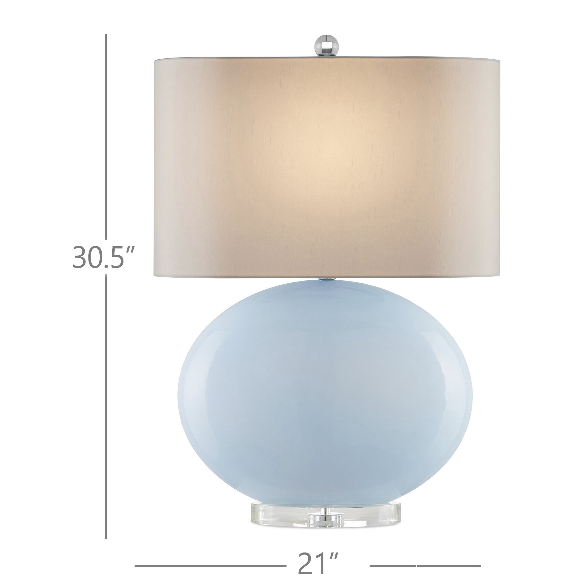 Laconia 30.5 inch 150 watt Light Blue/Clear/Polished Nickel Table Lamp Portable Light