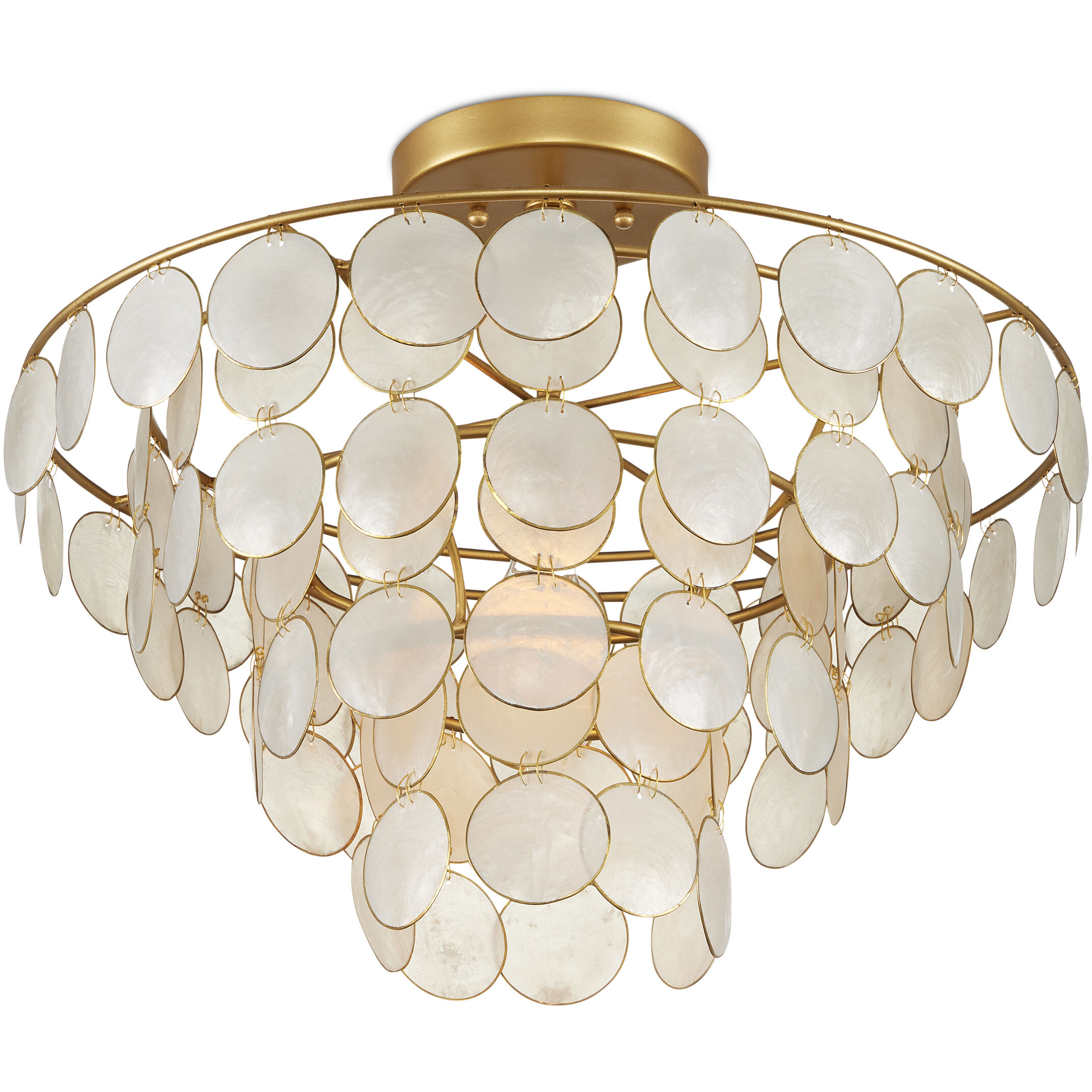 Bon Vivant 1 Light 20 inch Natural and Gold Semi-Flush Mount Ceiling Light, Small