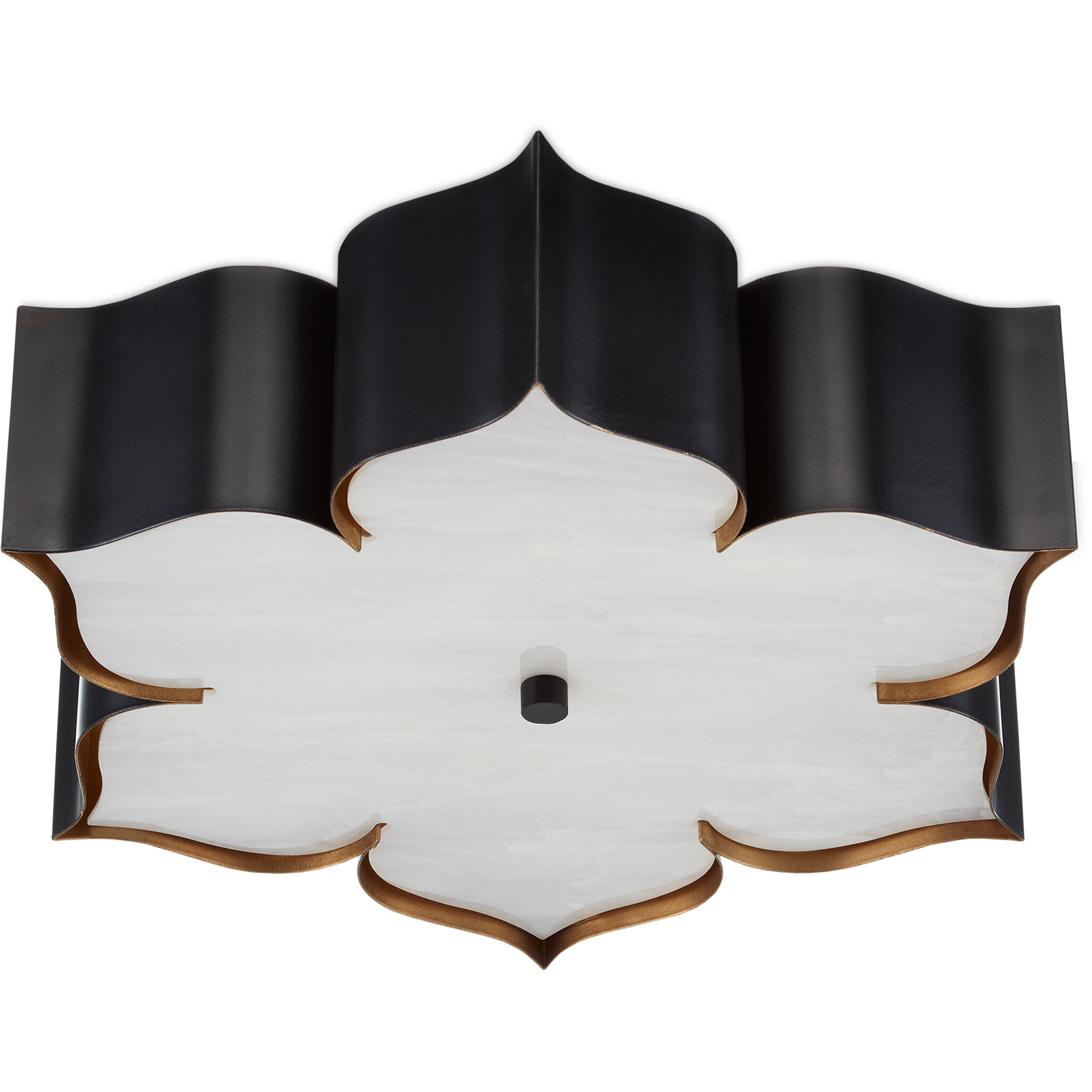Grand Lotus 2 Light 19 inch Satin Black/Contemporary Gold Flush Mount Ceiling Light