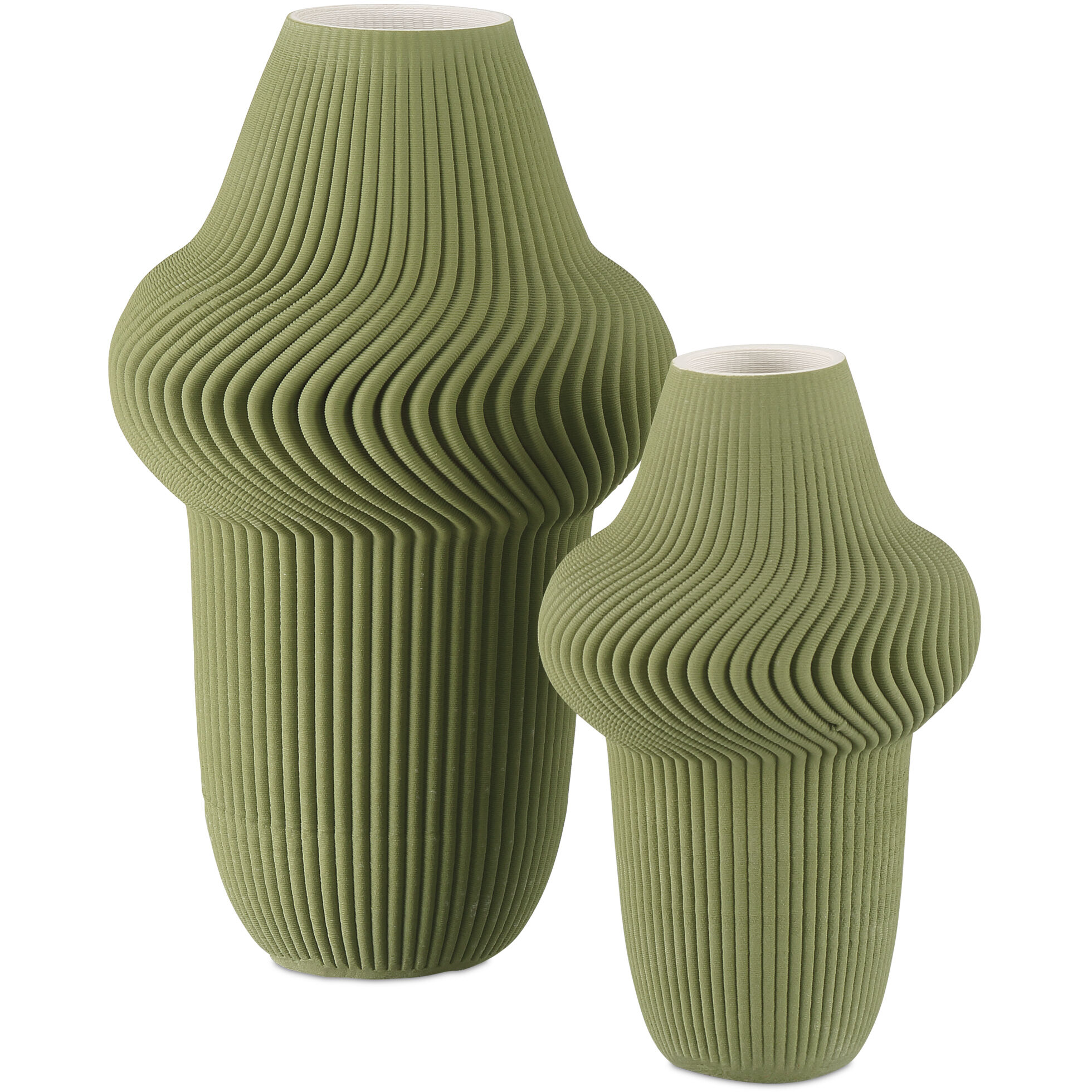 Green Plisse 14.25 X 8.5 inch Vase, Large