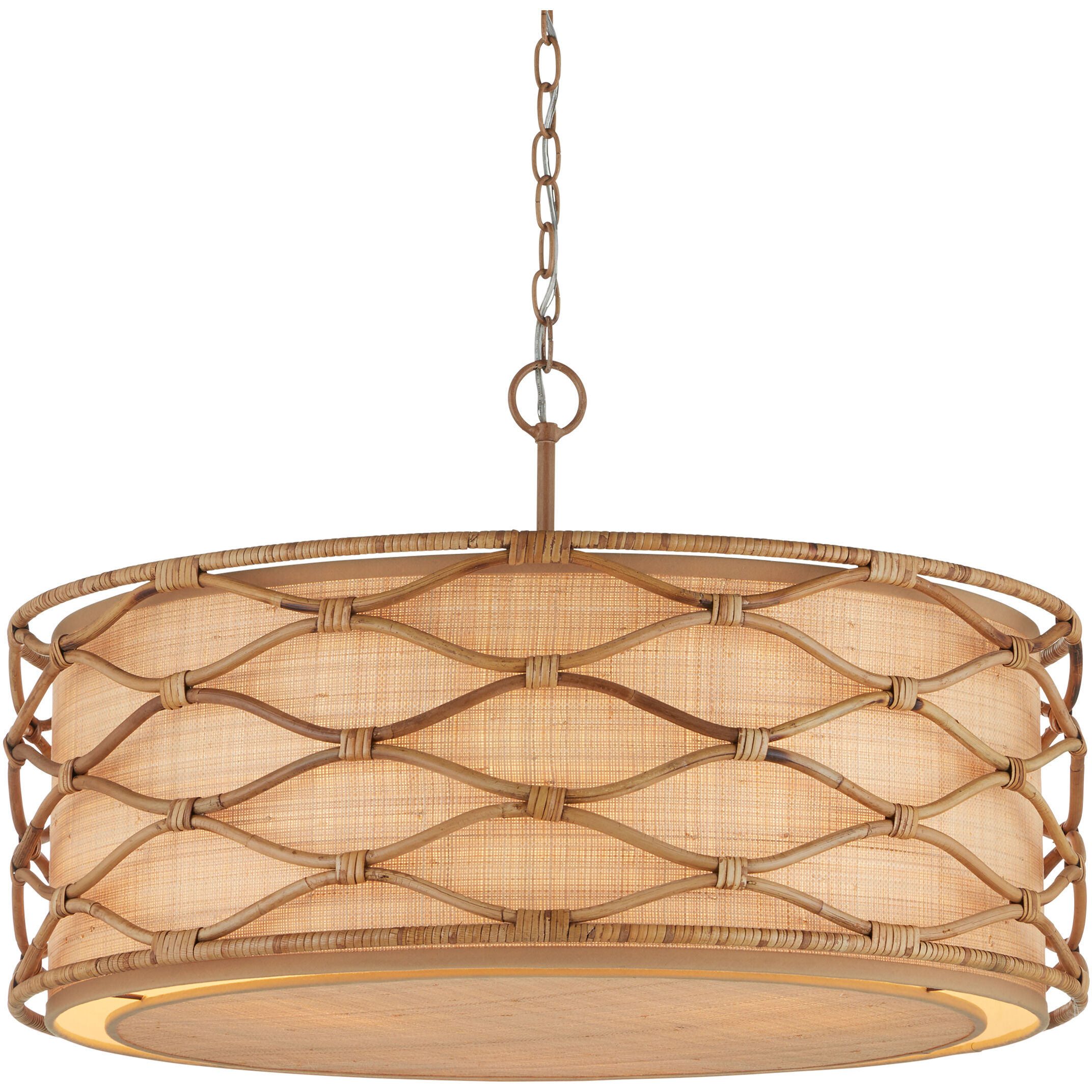 Partita 3 Light 28.25 inch Saddle Tan/Natural Pendant Ceiling Light