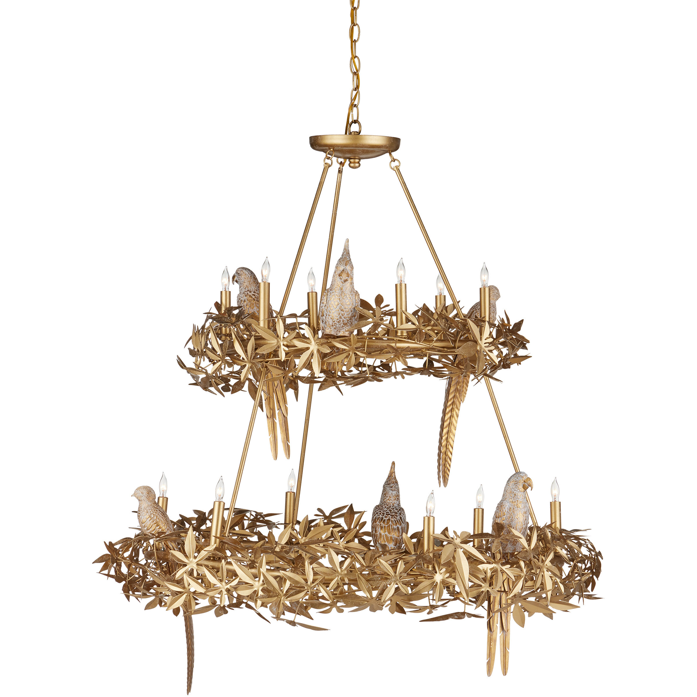 Aviary 12 Light 43.25 inch Swedish Gold Two-Tier Chandelier Ceiling Light