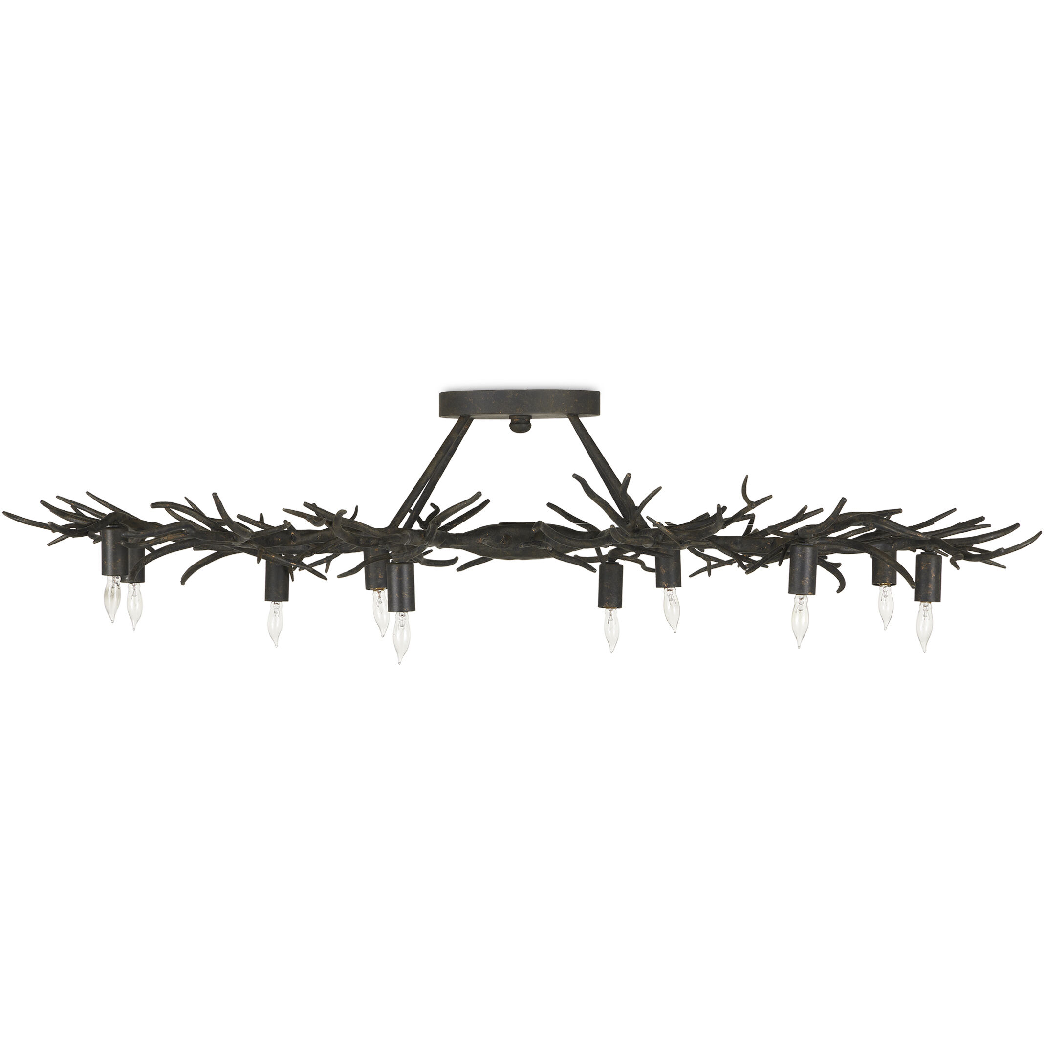 Rainforest 10 Light 43 inch Rustic Bronze Semi-Flush Mount Ceiling Light