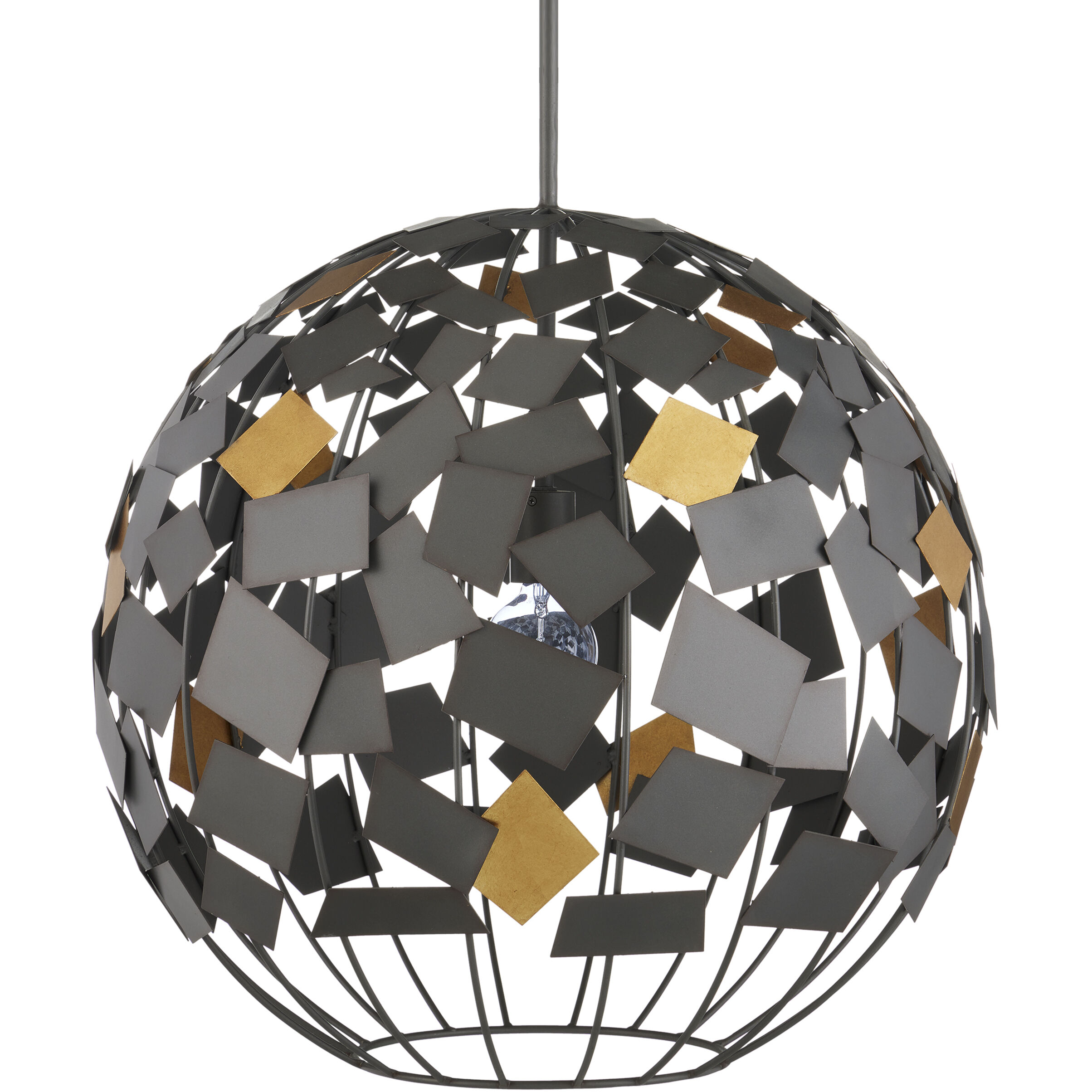 Moon 1 Light 23.5 inch Hiroshi Gray and Contemporary Gold Leaf Chandelier Ceiling Light, Hiroshi Koshitaka Collection