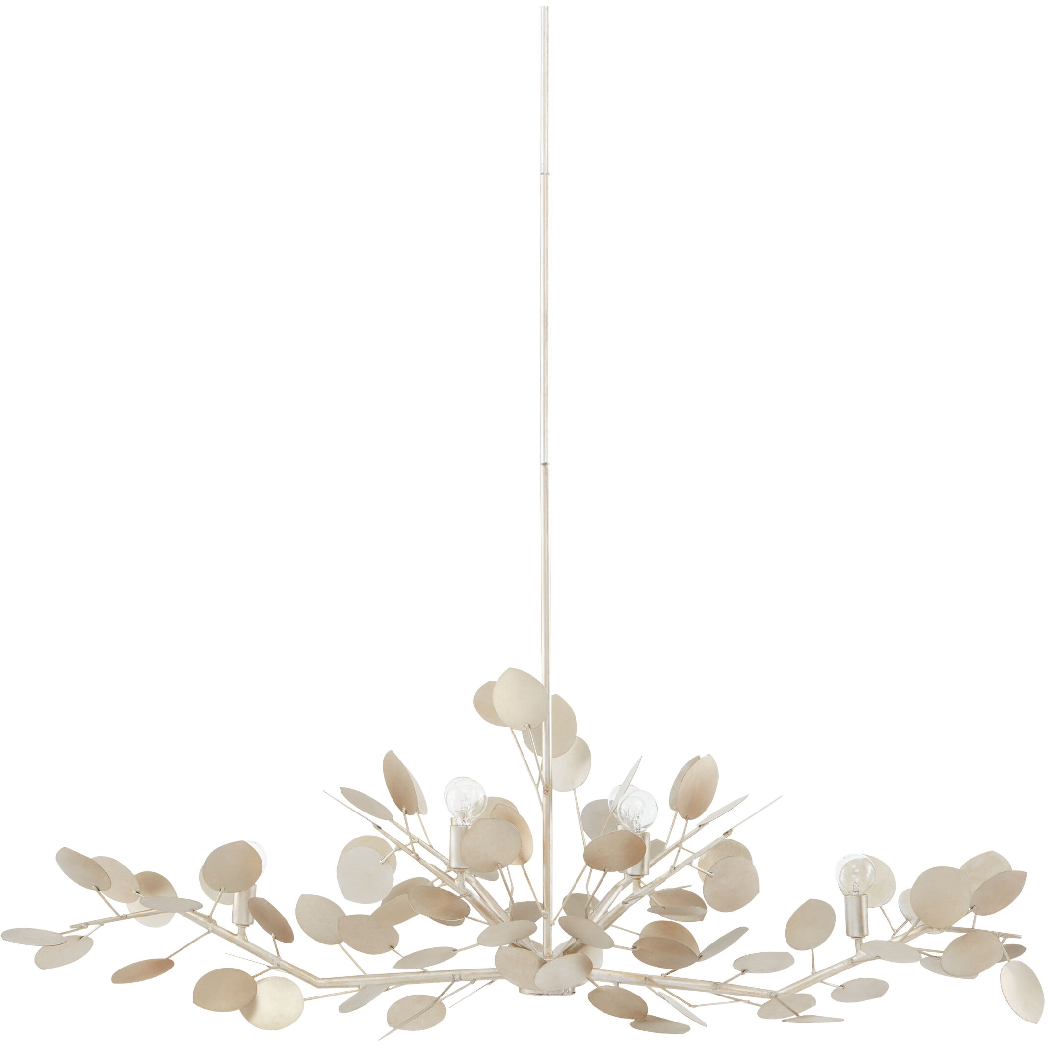 Lunaria 6 Light 51 inch Contemporary Silver Leaf Chandelier Ceiling Light