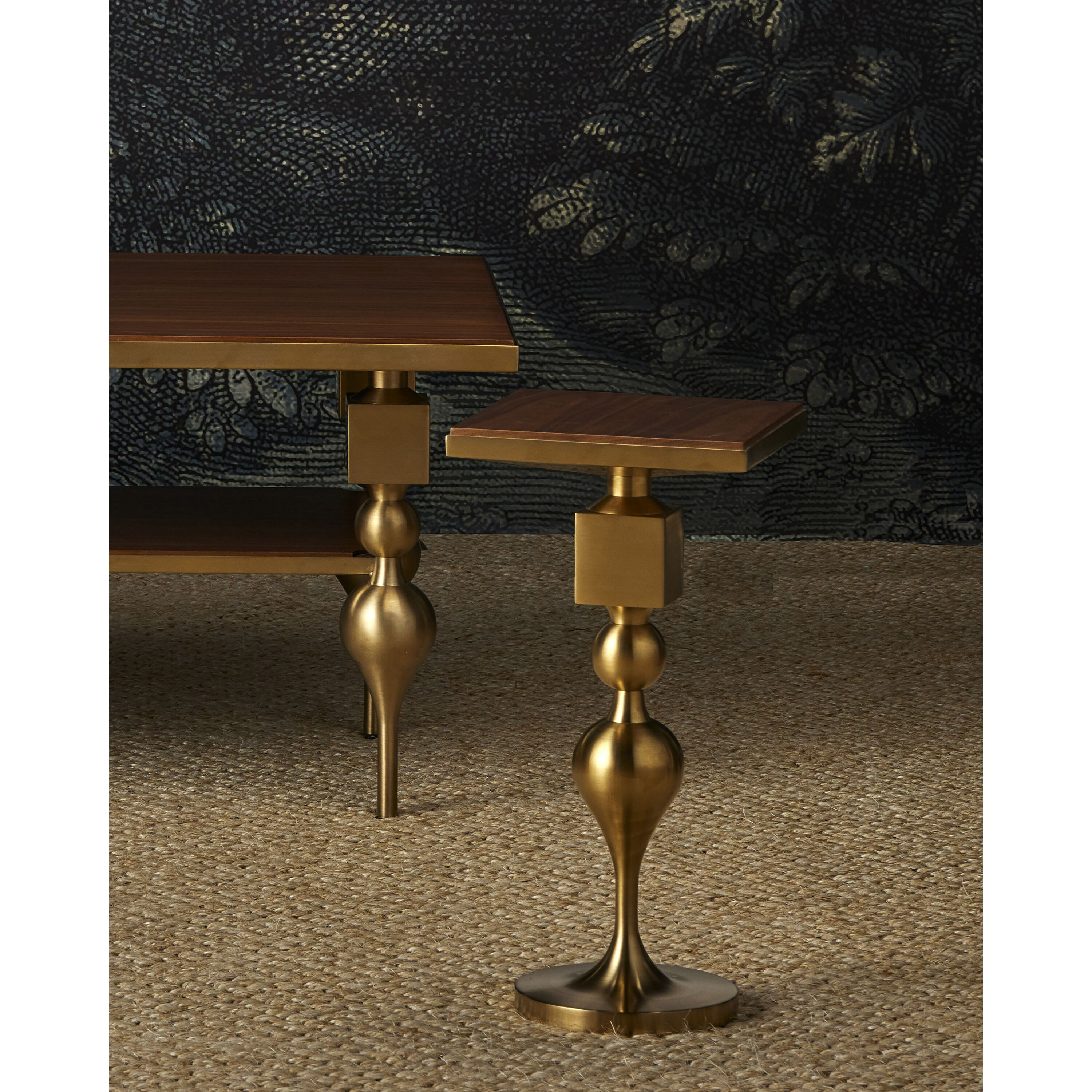 Maeve 52 X 19.5 inch Brushed Brass/Walnut Cocktail Table