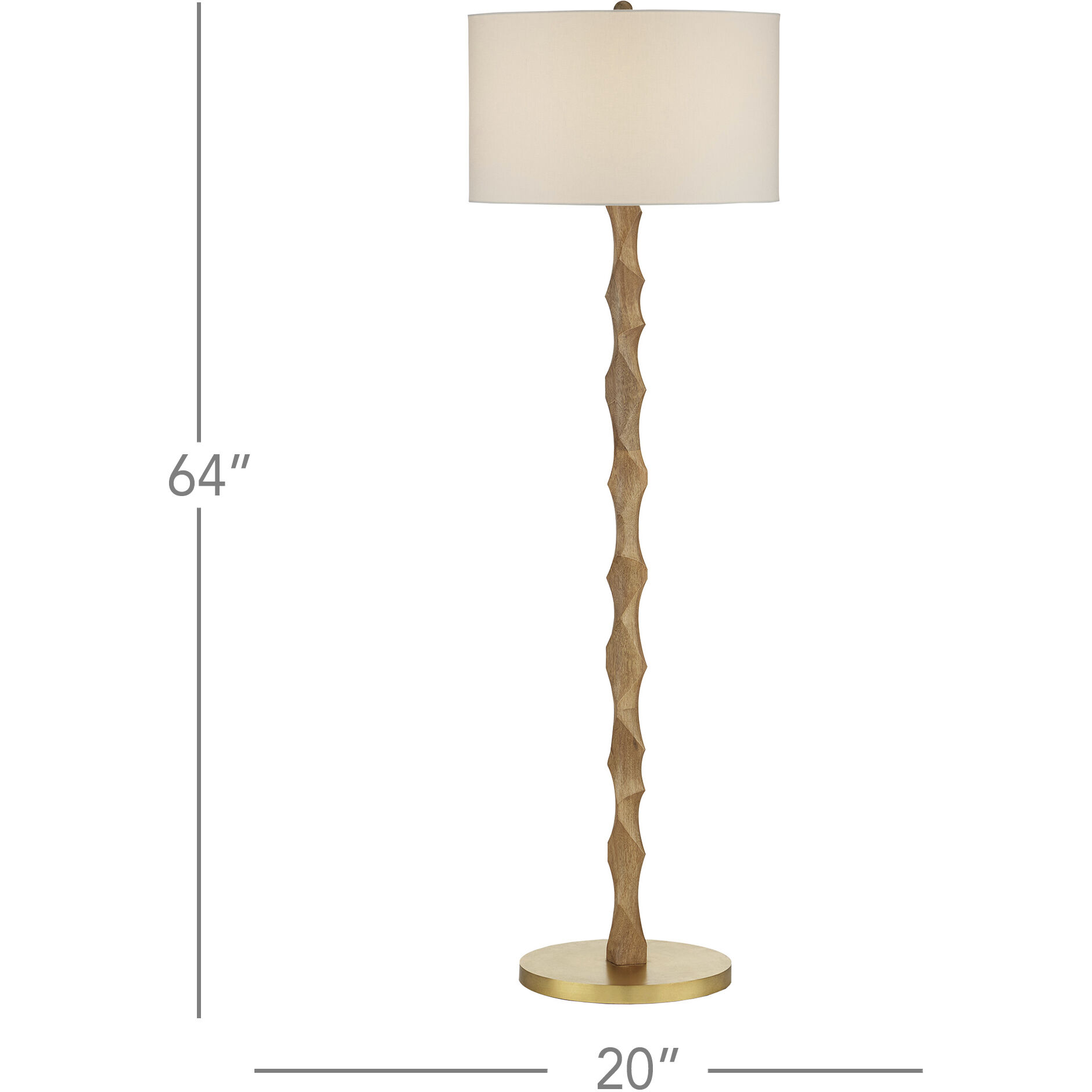 Sunbird 64 inch 150 watt Natural and Brass Floor Lamp Portable Light